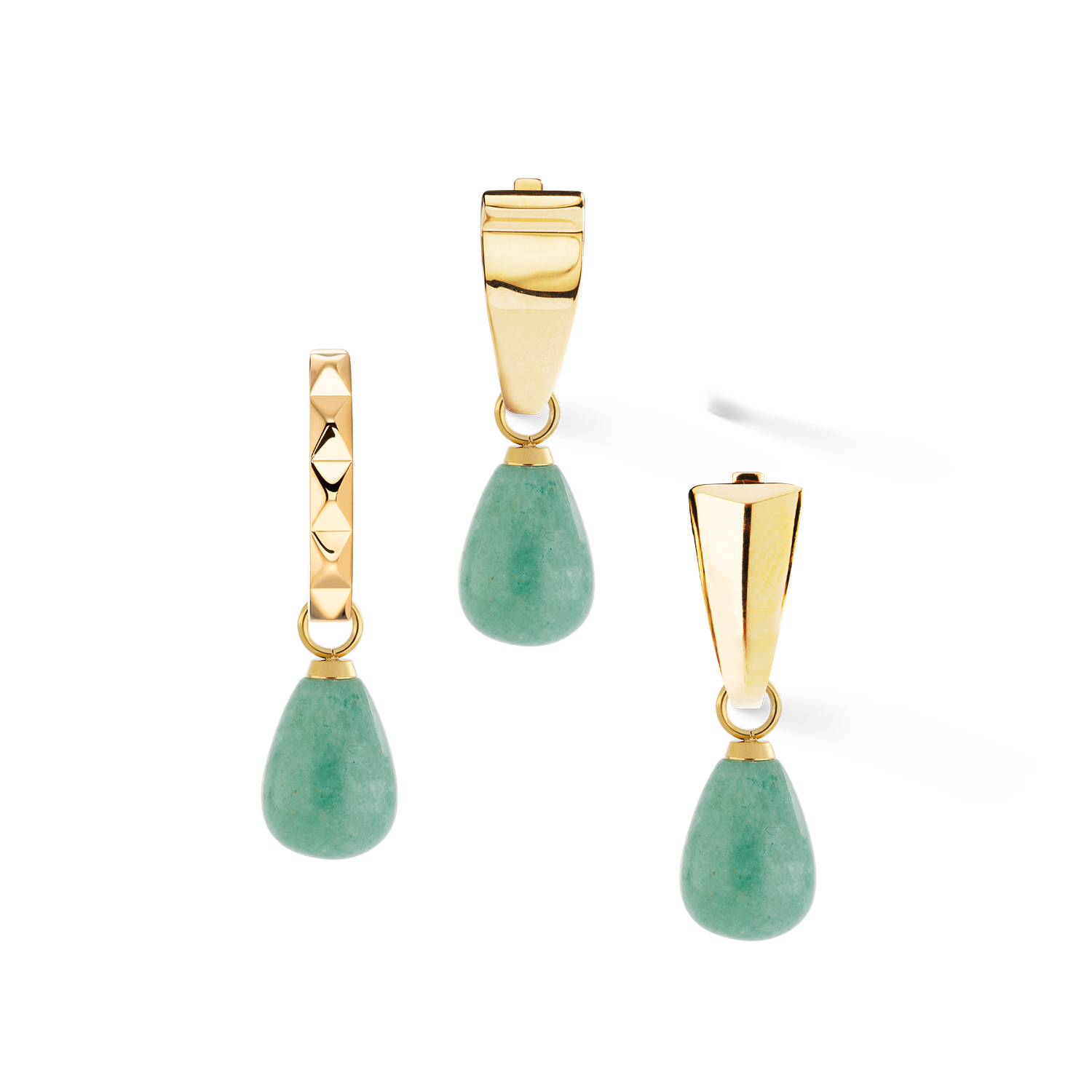 EAR ME UP Charm Tropfen Gold-Grün von COEUR DE LION – Tragevariante