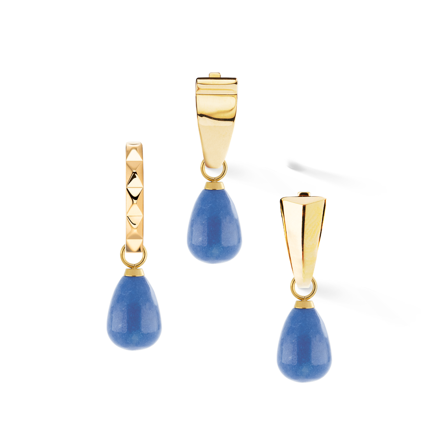 EAR ME UP Charm Tropfen Gold-Blau von COEUR DE LION – Tragevariante