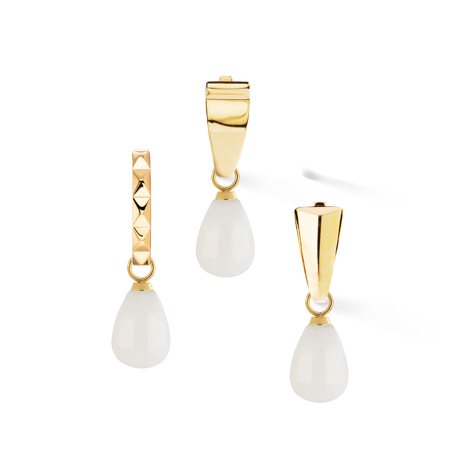 EAR ME UP Charm Tropfen Gold-Weiß von COEUR DE LION – Tragevariante