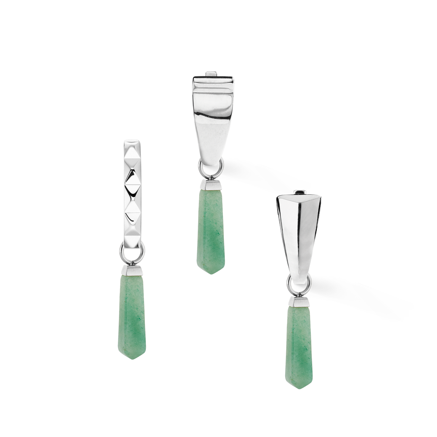 EAR ME UP Charm Obelisk Silber-Grün von COEUR DE LION – Tragevariante