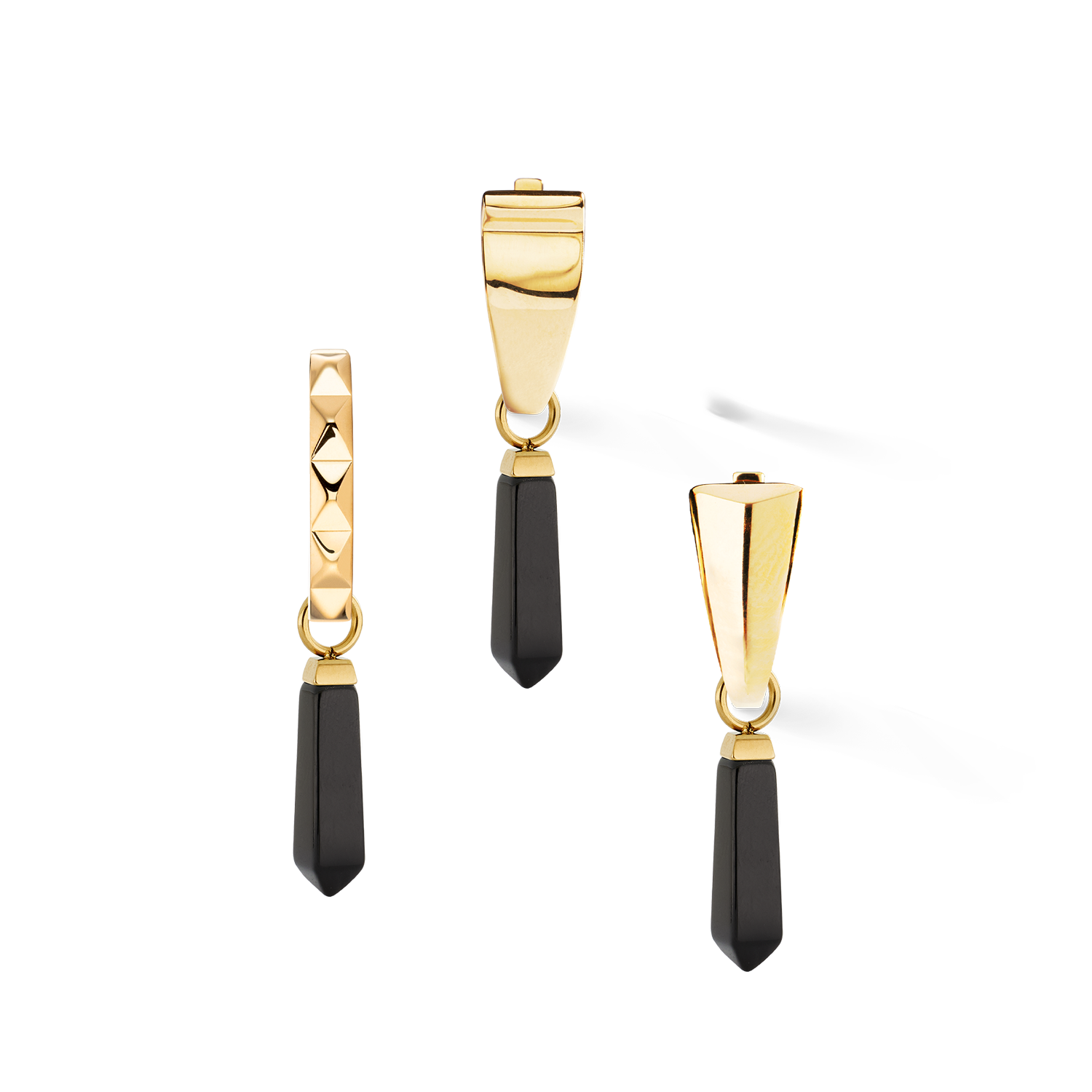 EAR ME UP Charm Obelisk Gold-Schwarz von COEUR DE LION – Tragevariante