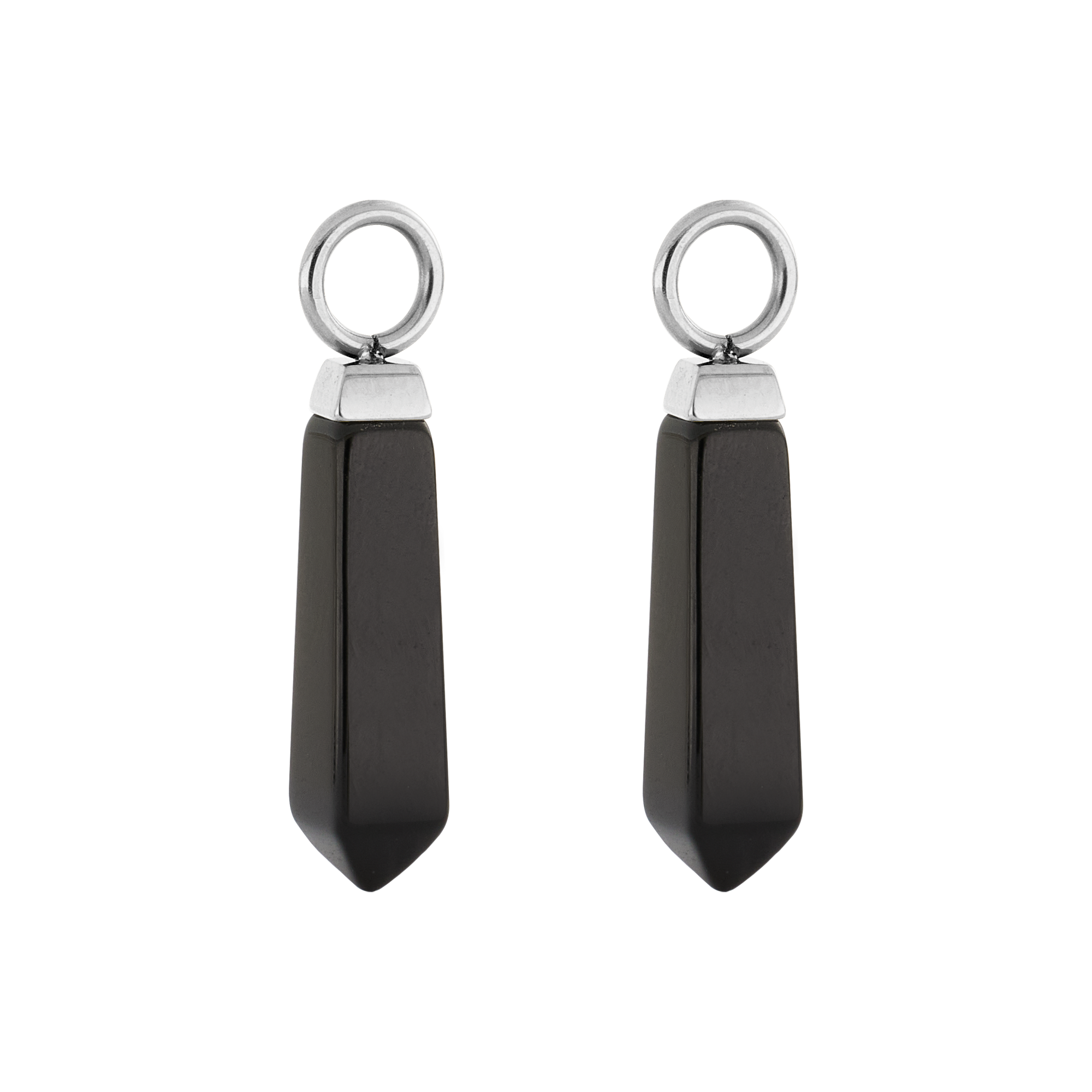 EAR ME UP Charm Obelisk Silber-Schwarz von COEUR DE LION – Detailaufnahme