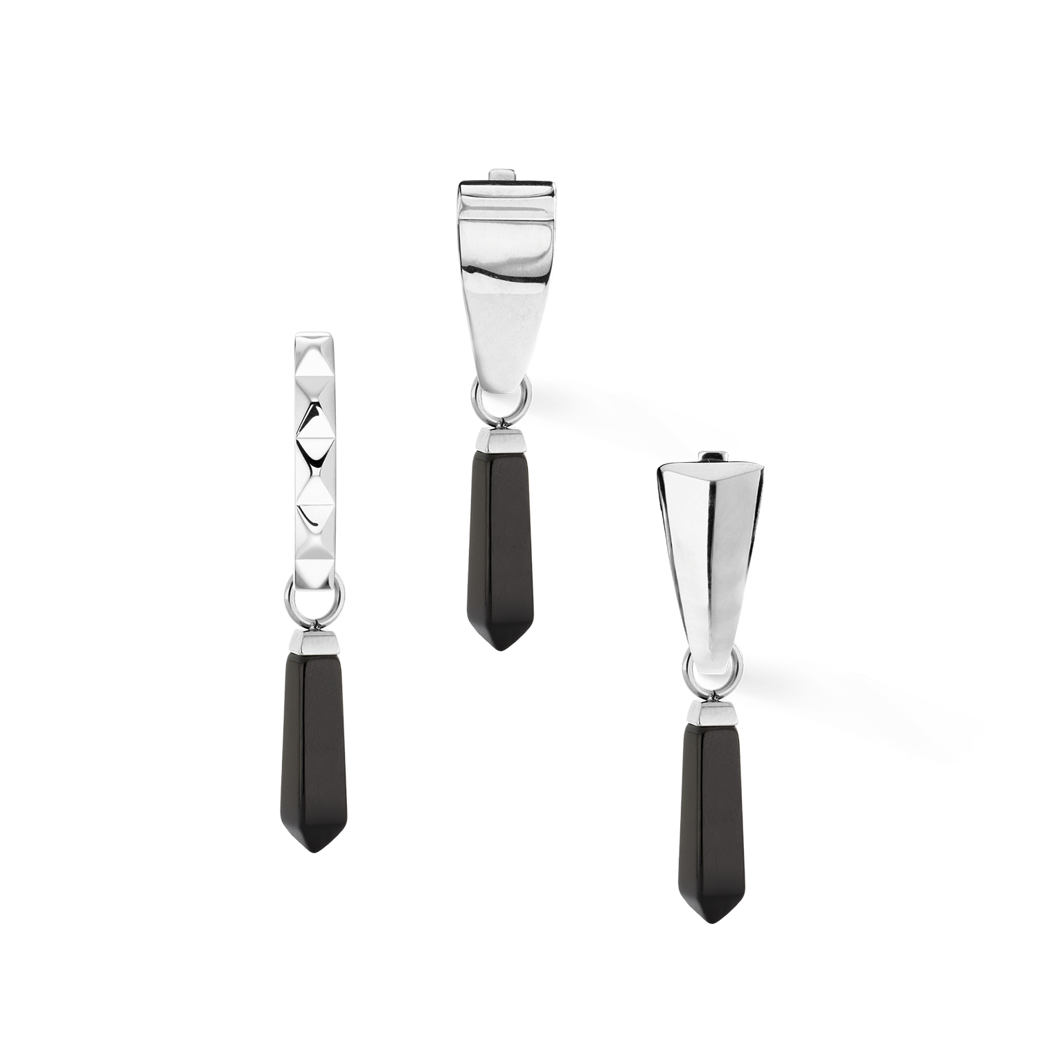 EAR ME UP Charm Obelisk Silber-Schwarz von COEUR DE LION – Tragevariante