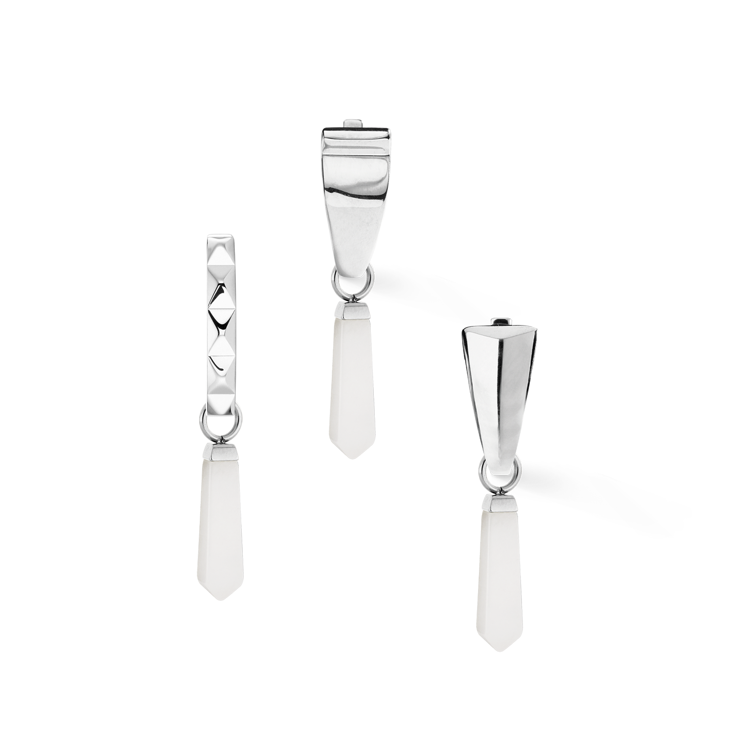 EAR ME UP Charm Obelisk Silber-Weiß von COEUR DE LION – Tragevariante