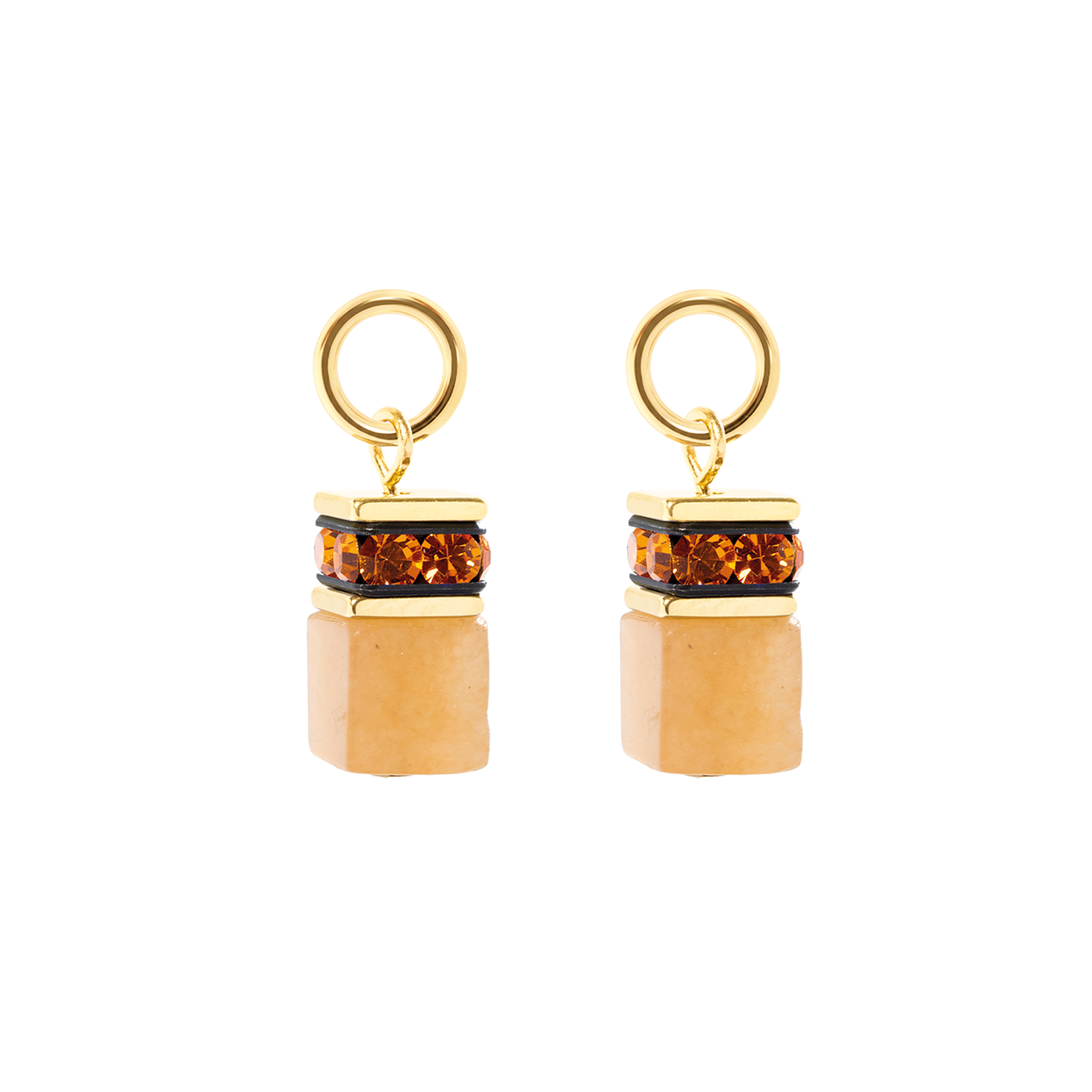 EAR ME UP Charm GeoCUBE® gold-orange von COEUR DE LION – Detailaufnahme