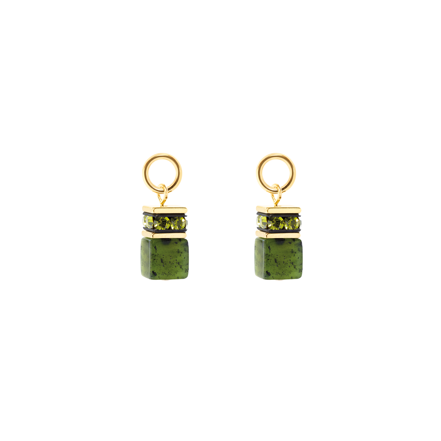 EAR ME UP Charm GeoCUBE® gold-grün von COEUR DE LION