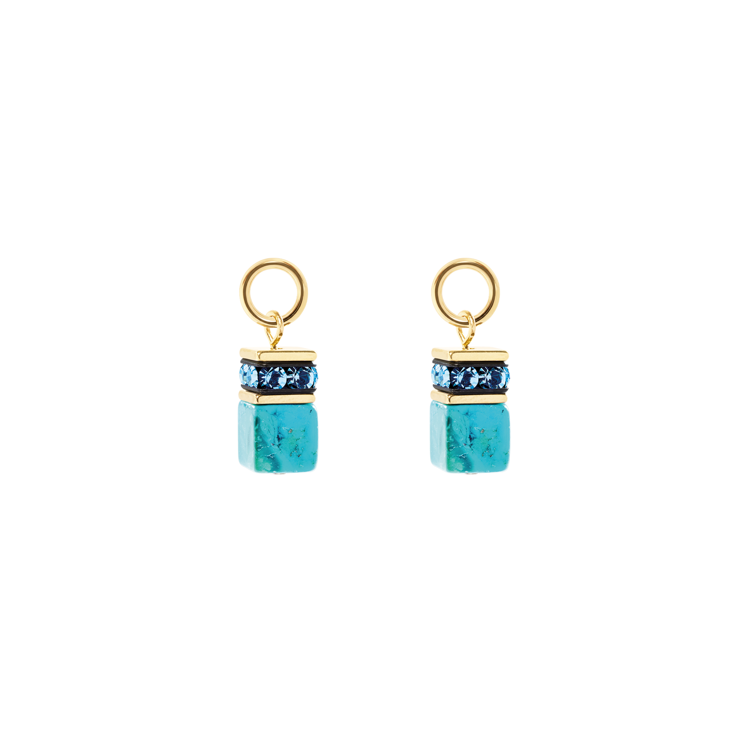 EAR ME UP Charm GeoCUBE® gold-türkis von COEUR DE LION