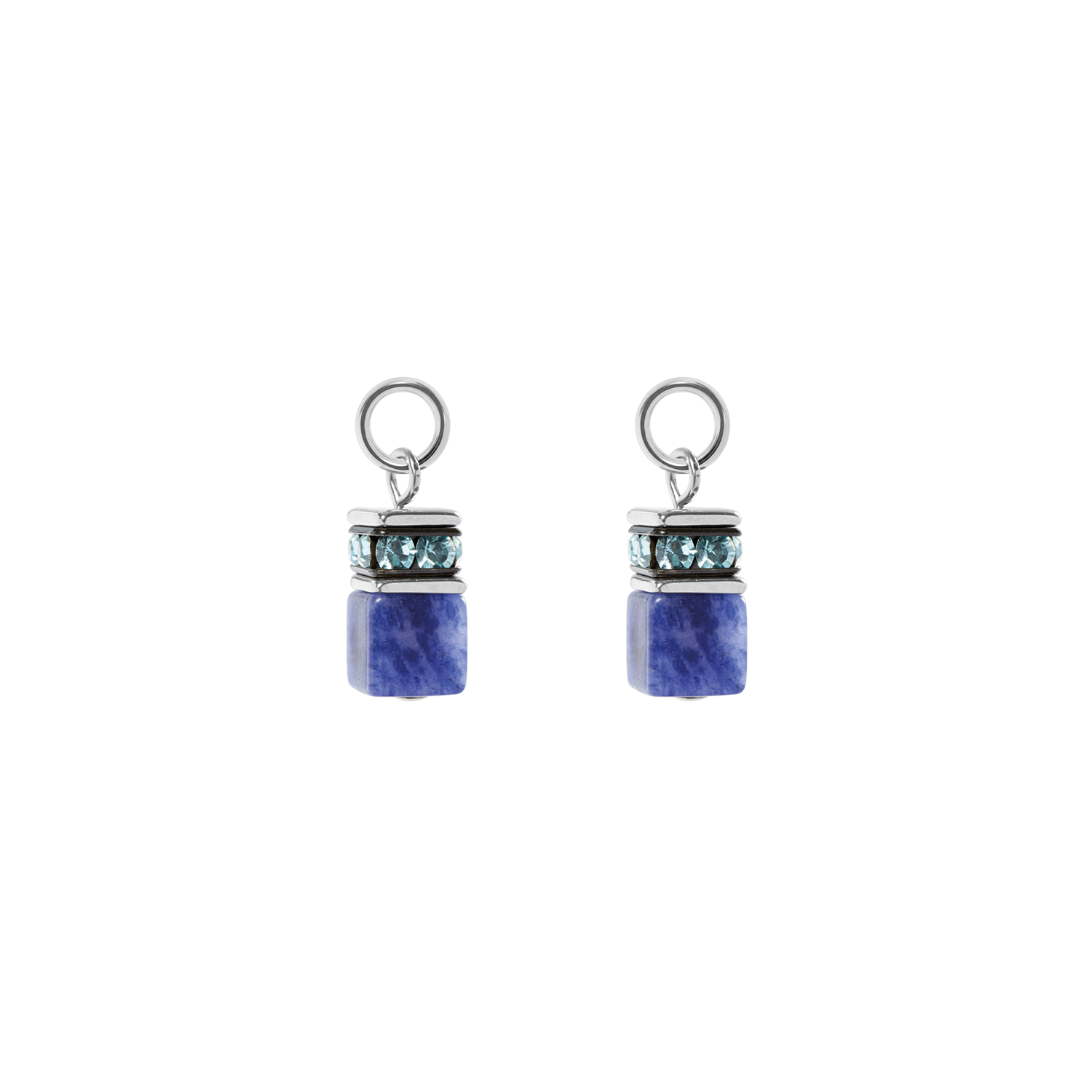 EAR ME UP Charm GeoCUBE® silber-blau von COEUR DE LION