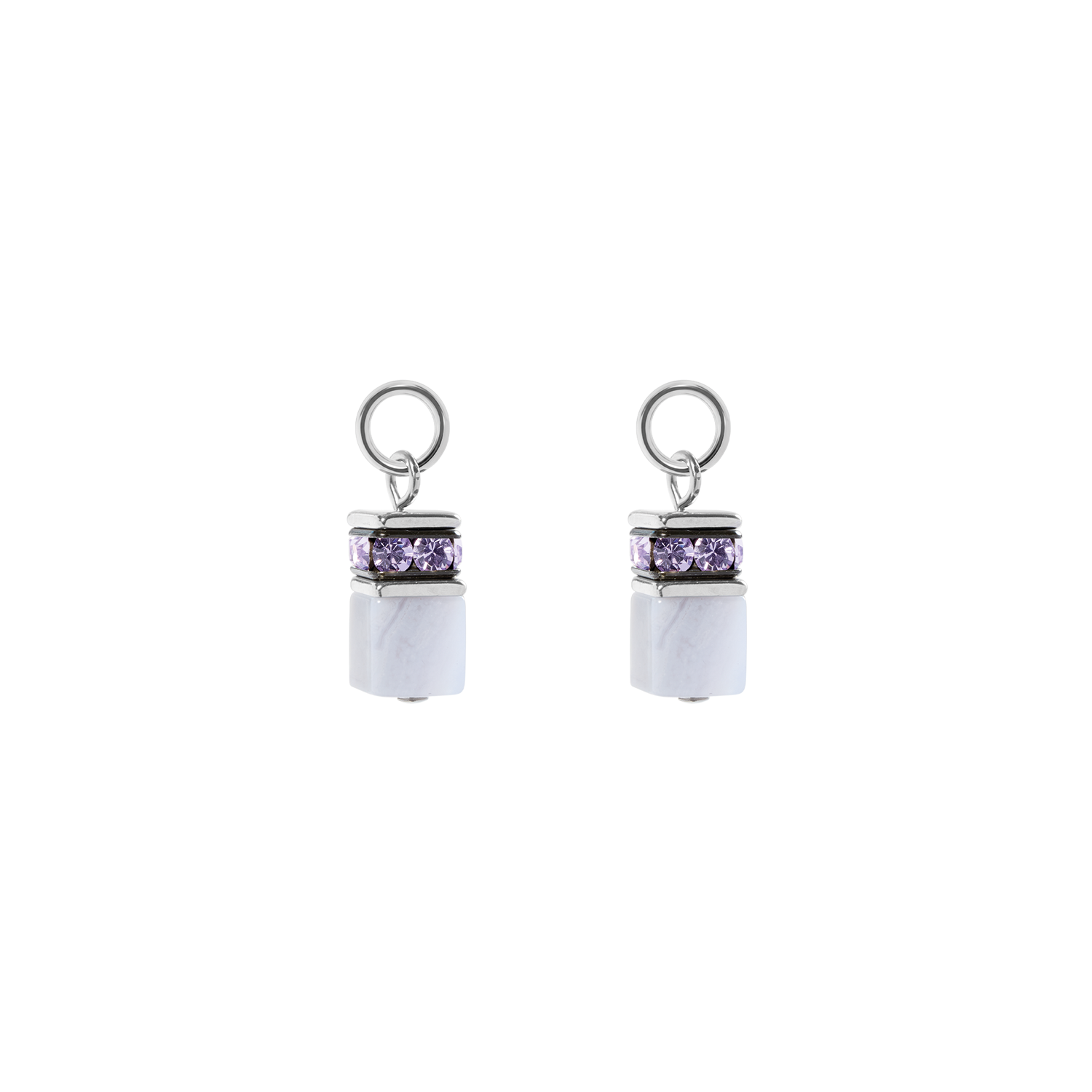 EAR ME UP Charm GeoCUBE® silber-hellblau von COEUR DE LION