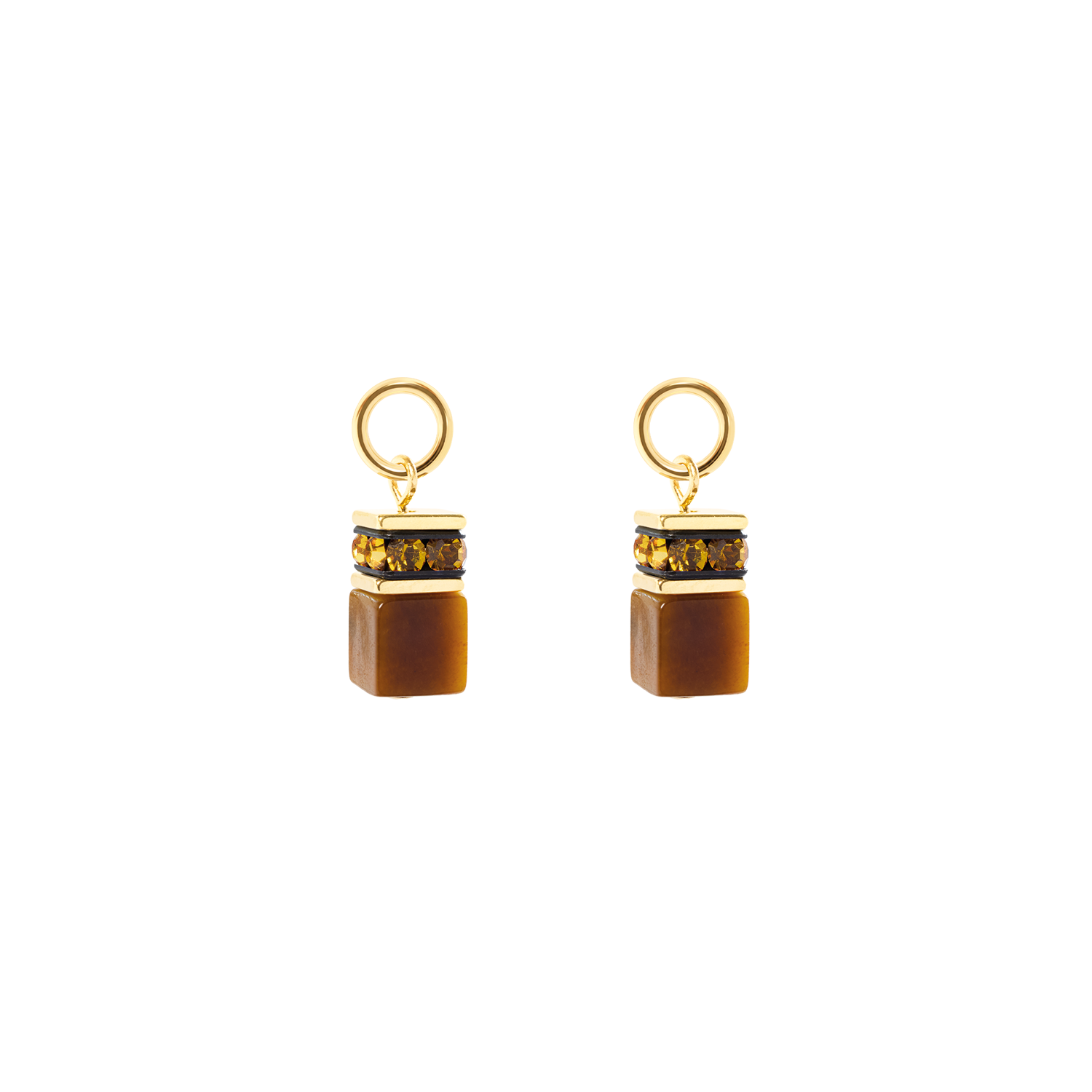 EAR ME UP Charm GeoCUBE® gold-braun von COEUR DE LION