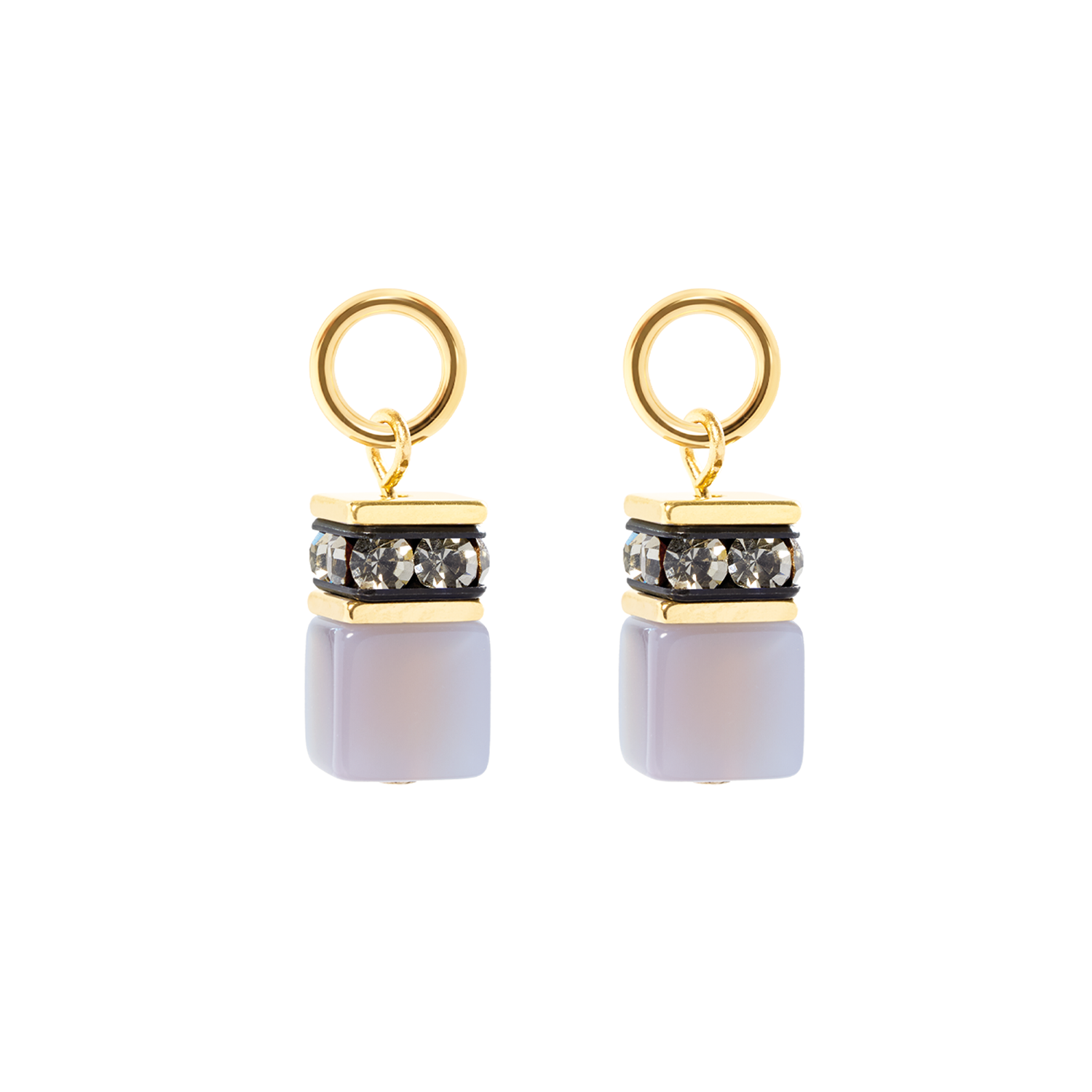 EAR ME UP Charm GeoCUBE® gold-grau von COEUR DE LION – Detailaufnahme