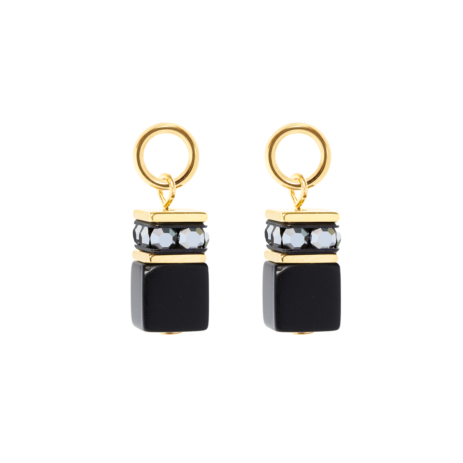 EAR ME UP Charm GeoCUBE® gold-schwarz von COEUR DE LION – Detailaufnahme