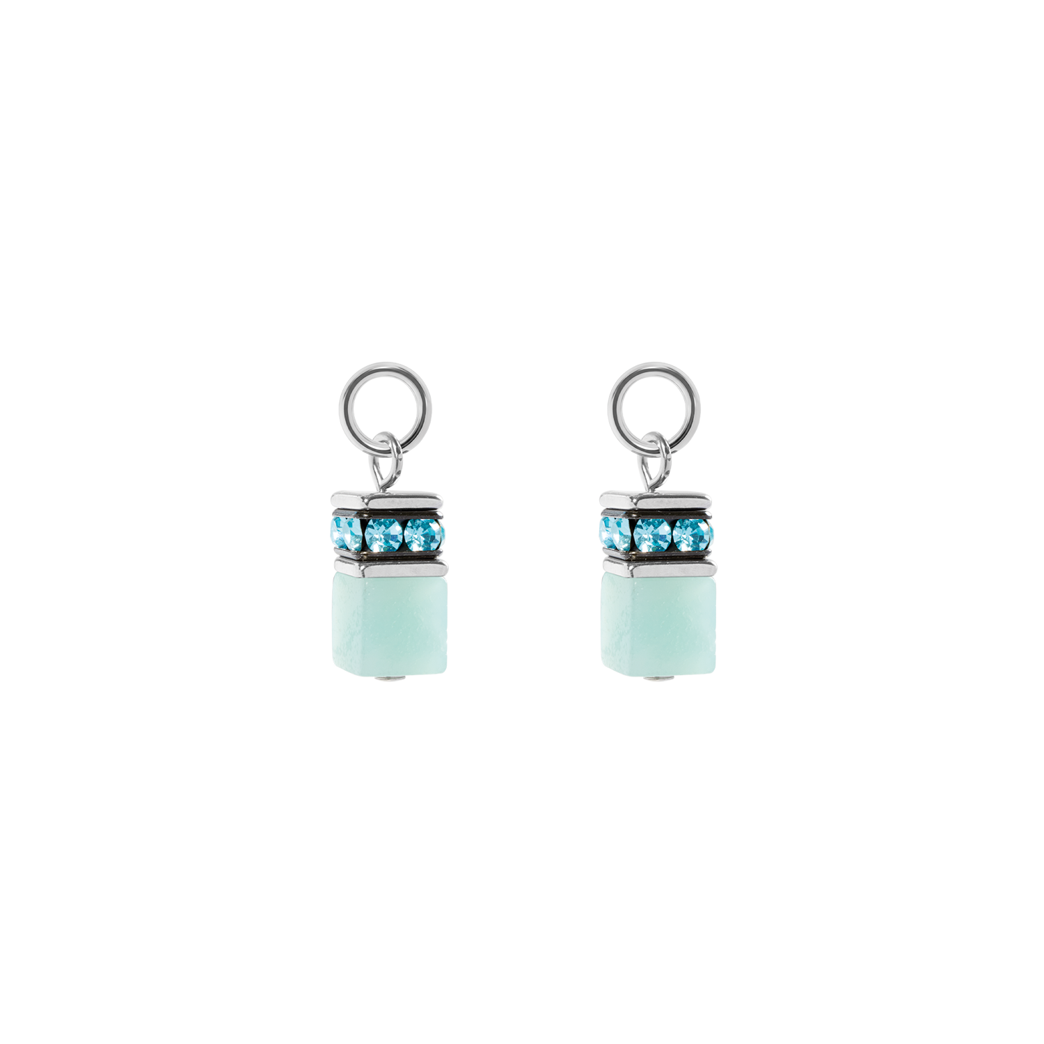 EAR ME UP Charm GeoCUBE® silber-aqua von COEUR DE LION
