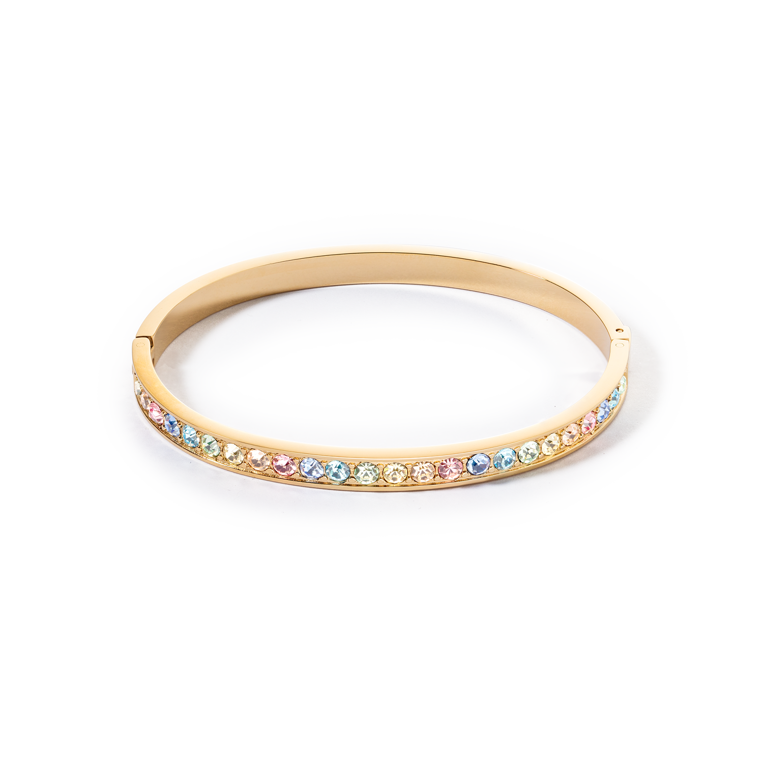 Armreif Edelstahl & Kristalle gold multi pastell (Größe 19 cm)
