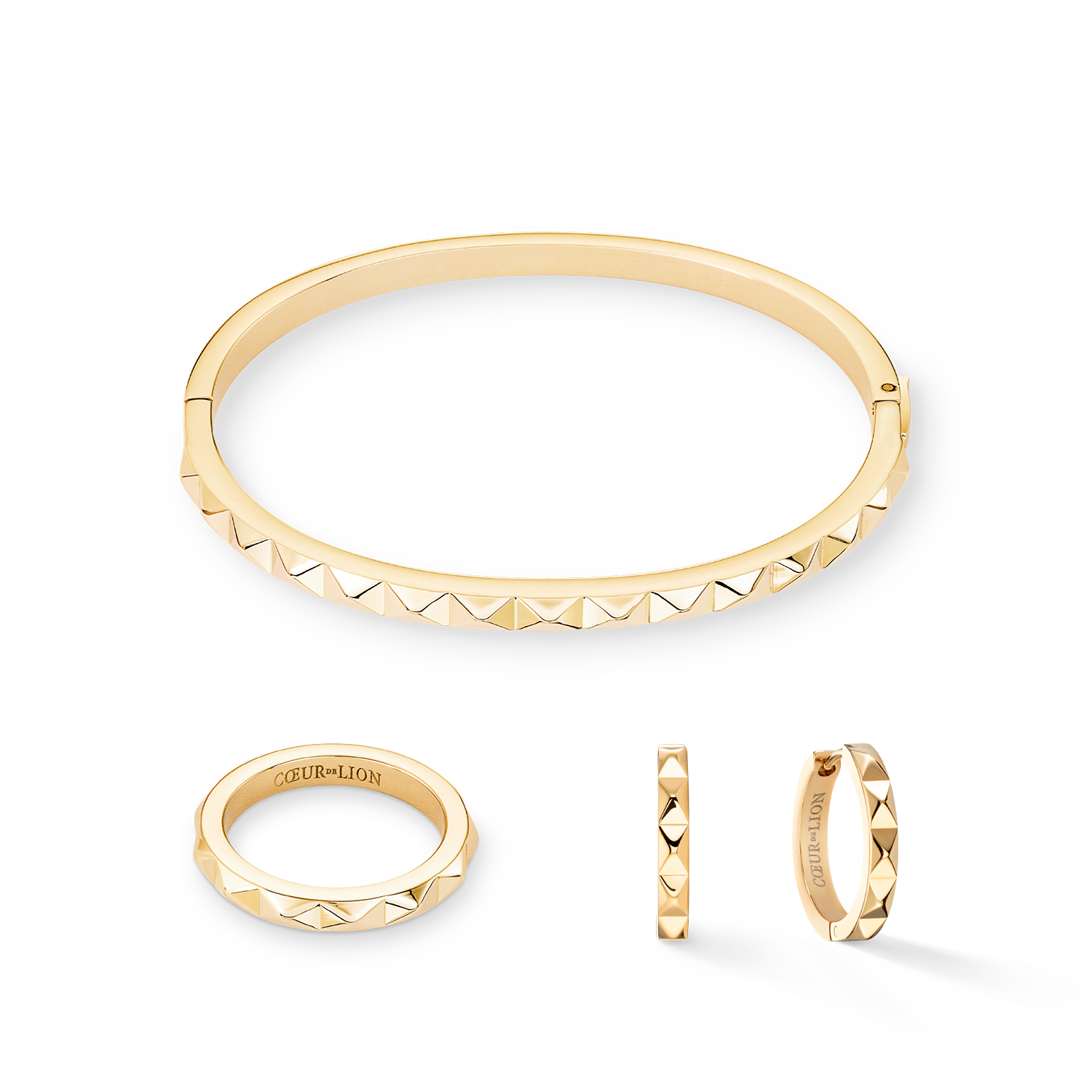 Ohrringe Creole Spikes 23 Gold von COEUR DE LION – im Set mit passenden Schmuckstücken