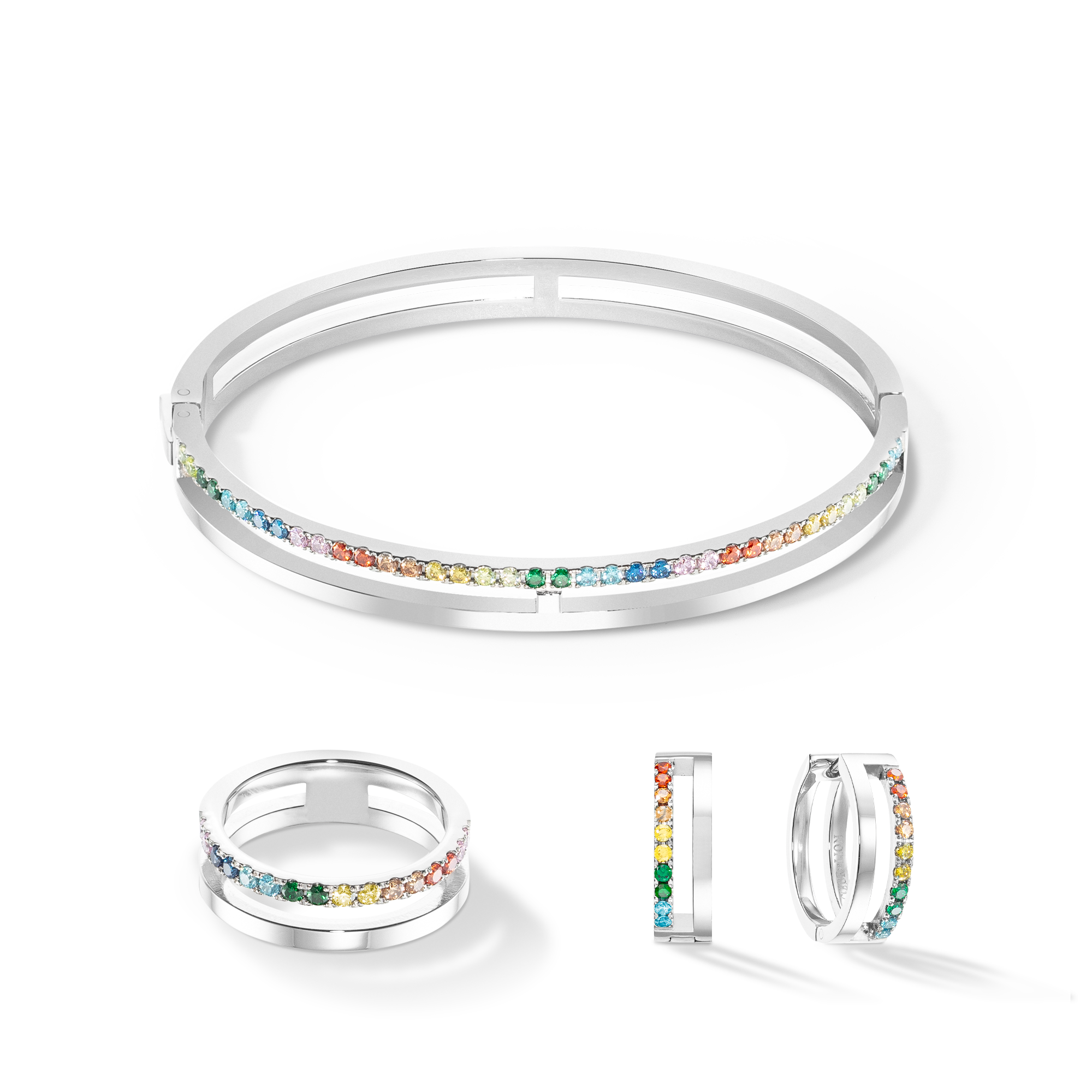 Eternal Unity Creolen silber-multicolor von COEUR DE LION – im Set mit passenden Schmuckstücken