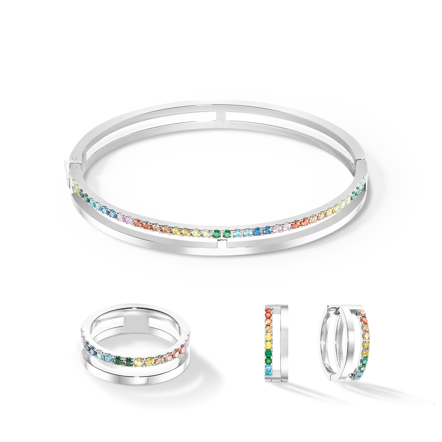 Eternal Unity Ring silber-multicolor von COEUR DE LION – im Set mit passenden Schmuckstücken
