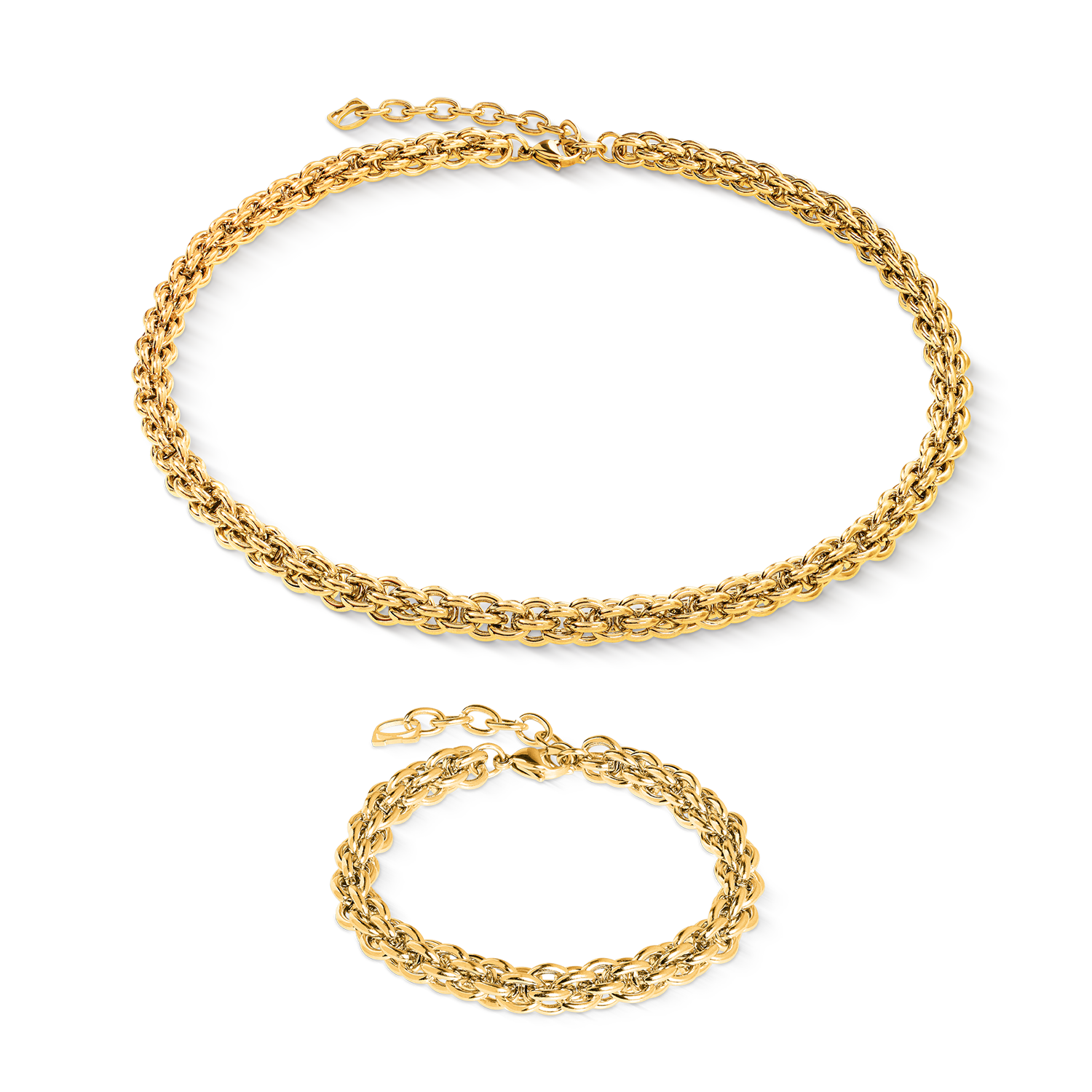Halskette Mesh Chain Classic gold von COEUR DE LION – im Set mit passenden Schmuckstücken