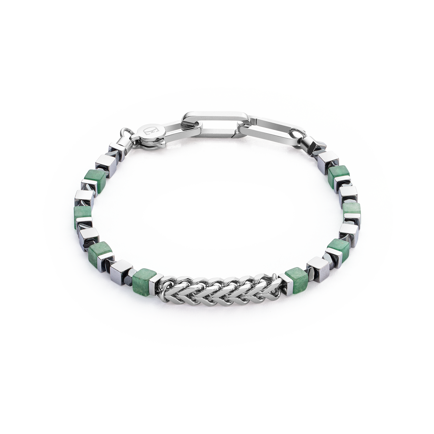 Armband Precious Cubes & Chain grün-silber von COEUR DE LION