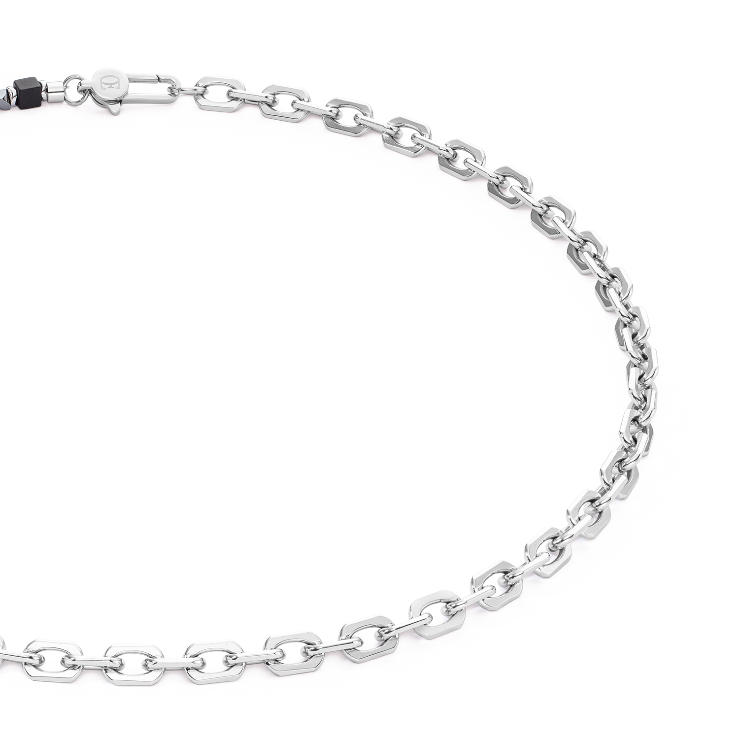 Halskette Cubes Fusion link chain schwarz von COEUR DE LION – Detailaufnahme
