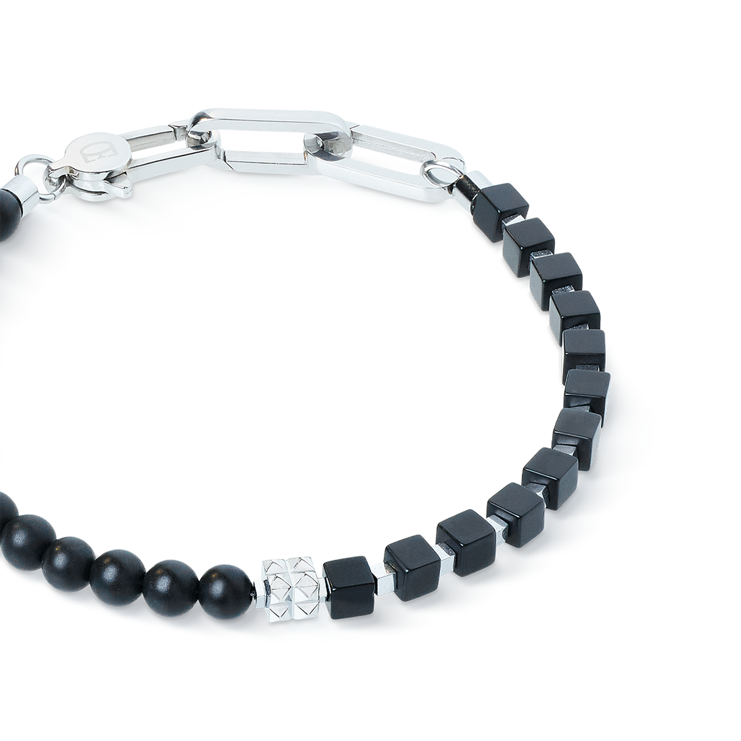 Armband Spikes Fusion Onyx schwarz-silber von COEUR DE LION – Detailaufnahme