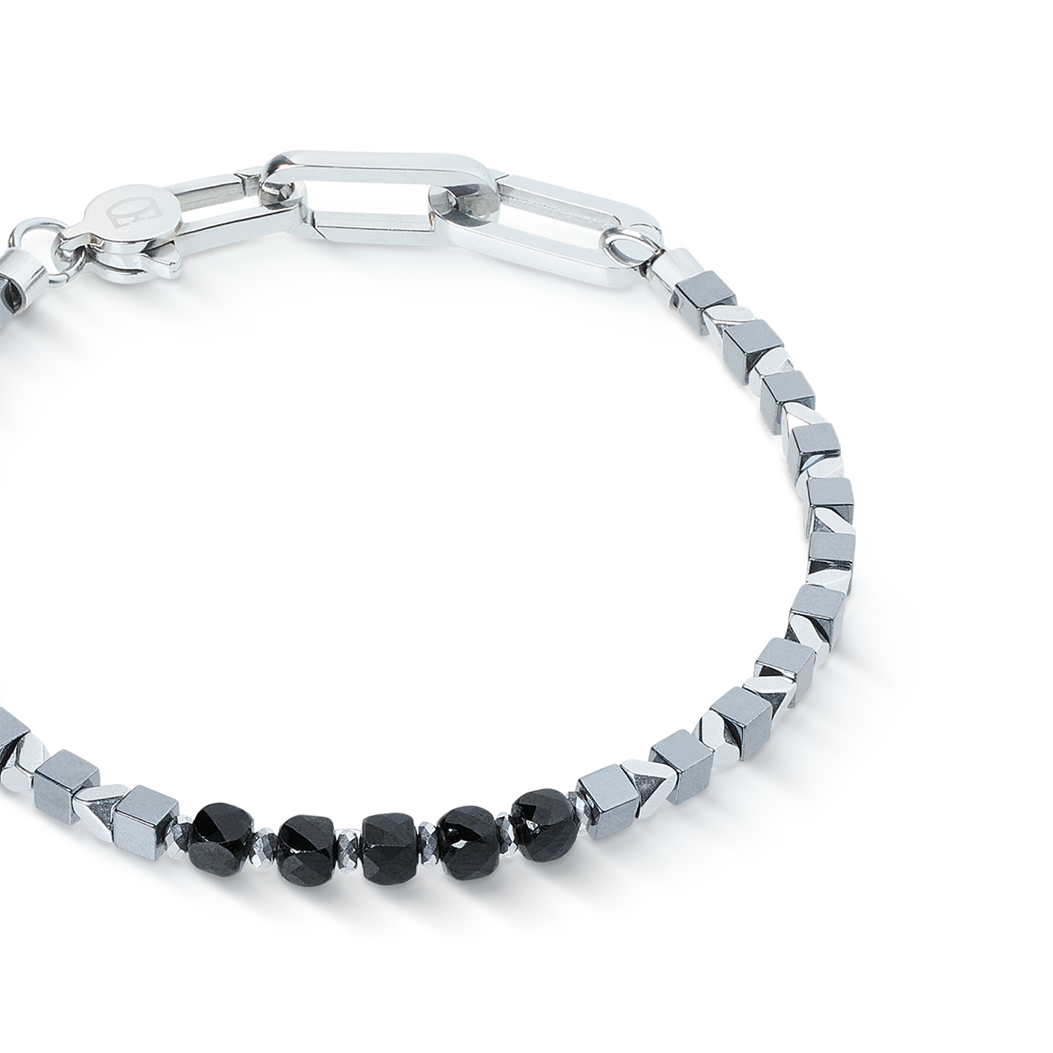 Armband Pulse Line Spinell schwarz-silber von COEUR DE LION – Detailaufnahme