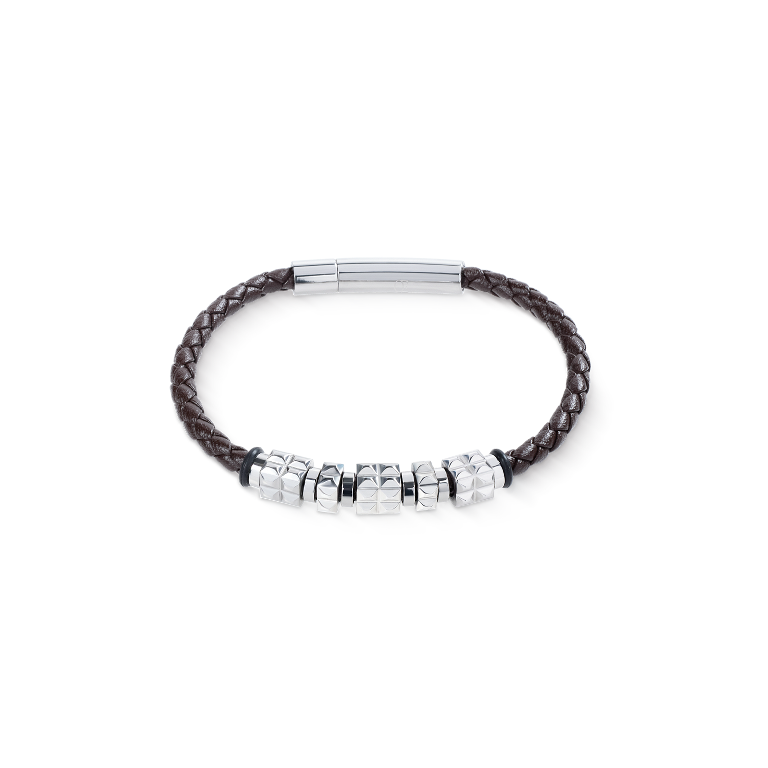 Armband Leder Braun mit Edelstahl Spikes Cubes von COEUR DE LION