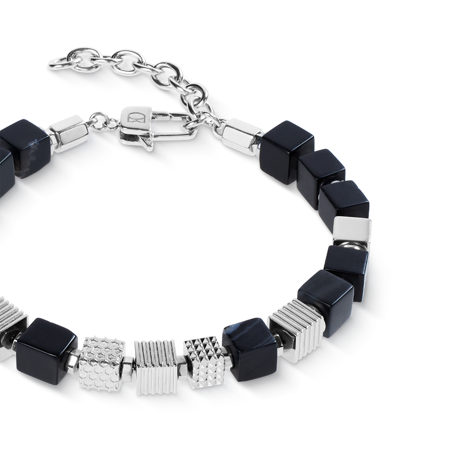 Armband Onyx Graphic Cubes aus Edelstahl von COEUR DE LION – Detailaufnahme