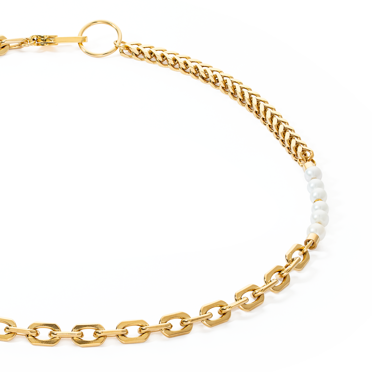 Halskette Shape Shifter Süßwasserperlen gold von COEUR DE LION – Detailaufnahme