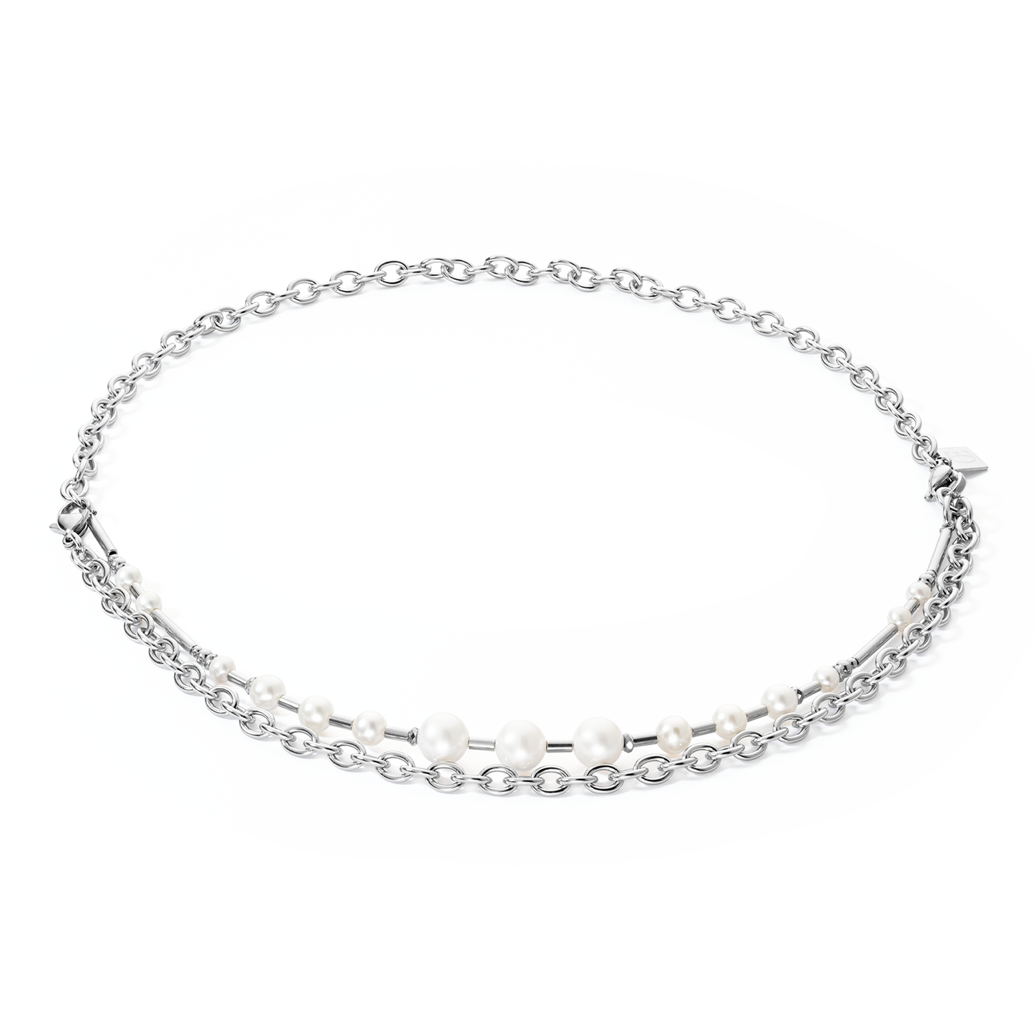 Halskette Süßwasserperlen & chain Multiwear silber von COEUR DE LION