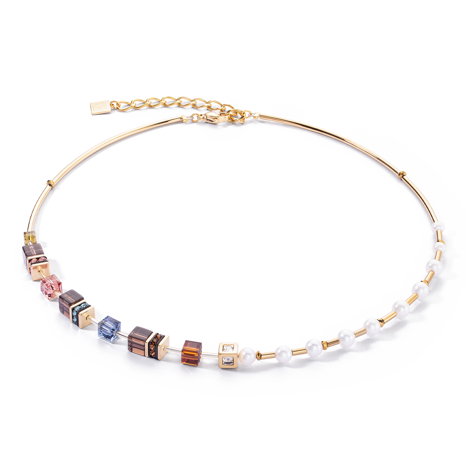 Halskette GeoCUBE® Fusion Precious Pearl Mix gold-autumn von COEUR DE LION
