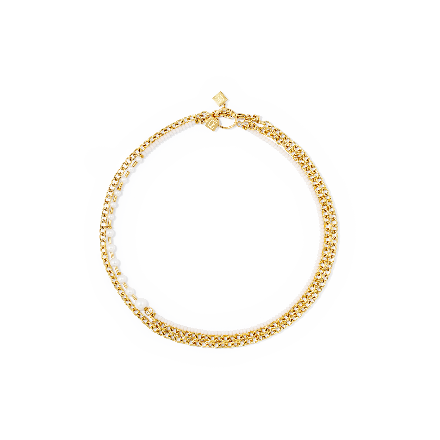 Halskette Chain & Pearl Fever weiß-gold von COEUR DE LION