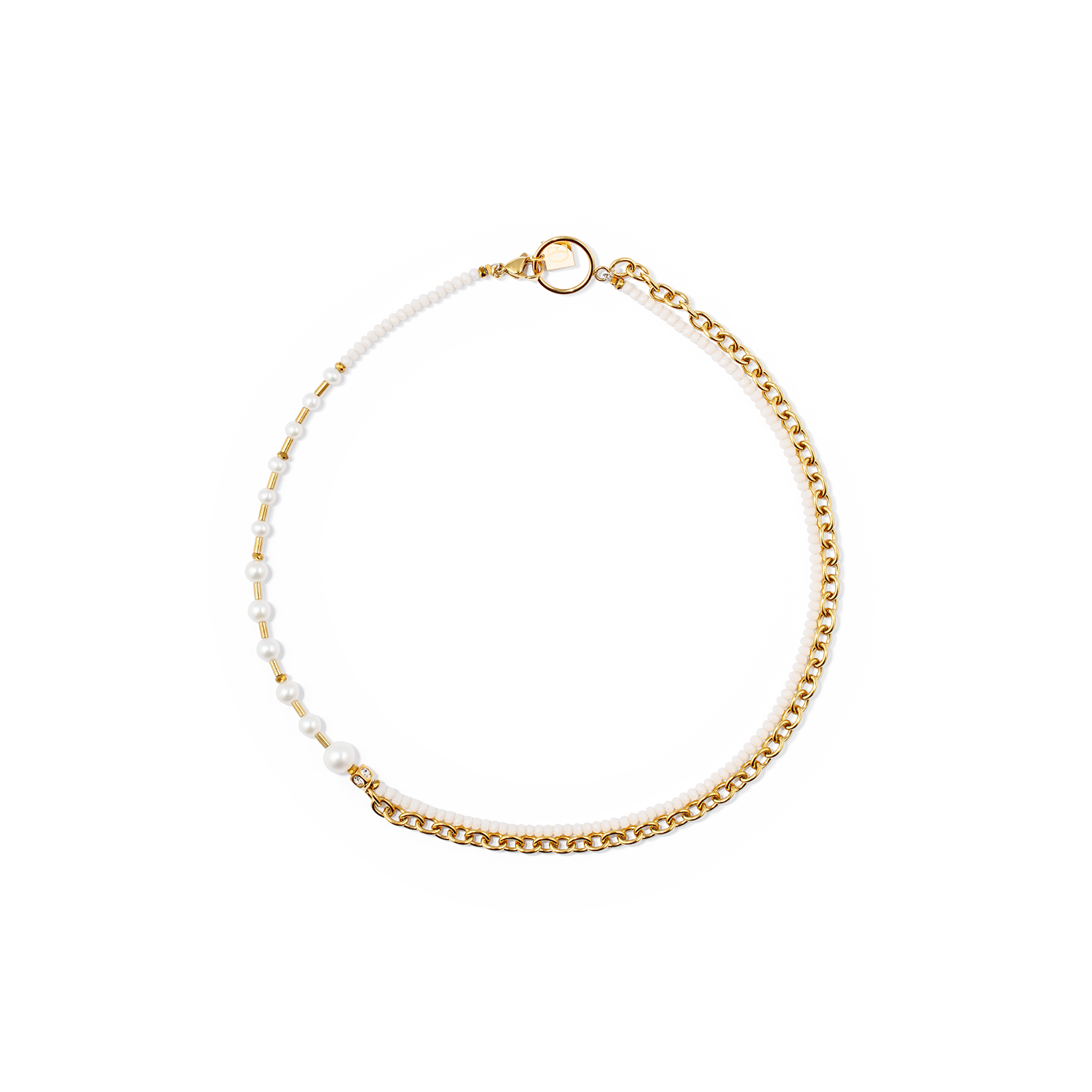 Halskette Chain & Pearl Fever weiß-gold von COEUR DE LION – Tragevariante