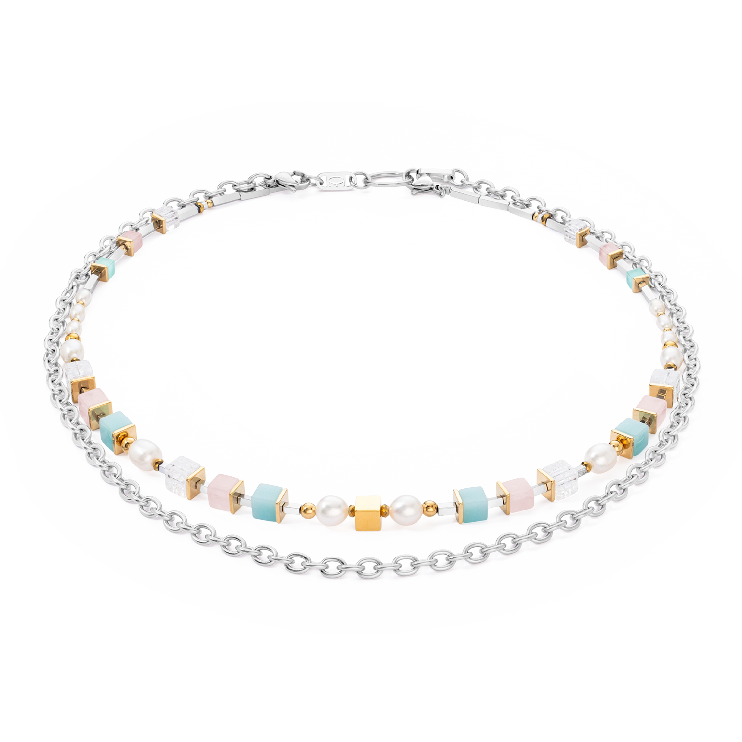 Halskette Cool Romantic Cubes & Pearls Bicolor von COEUR DE LION