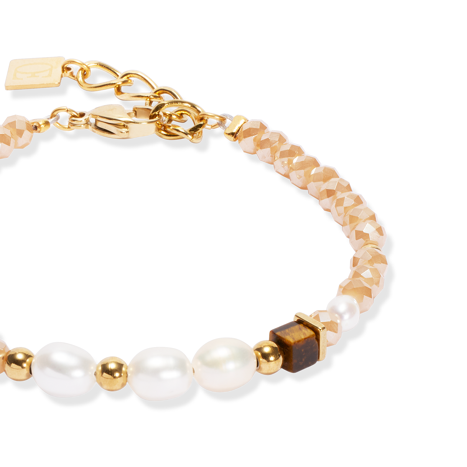 Armband Cosmic Pearls deep gold von COEUR DE LION – Detailaufnahme