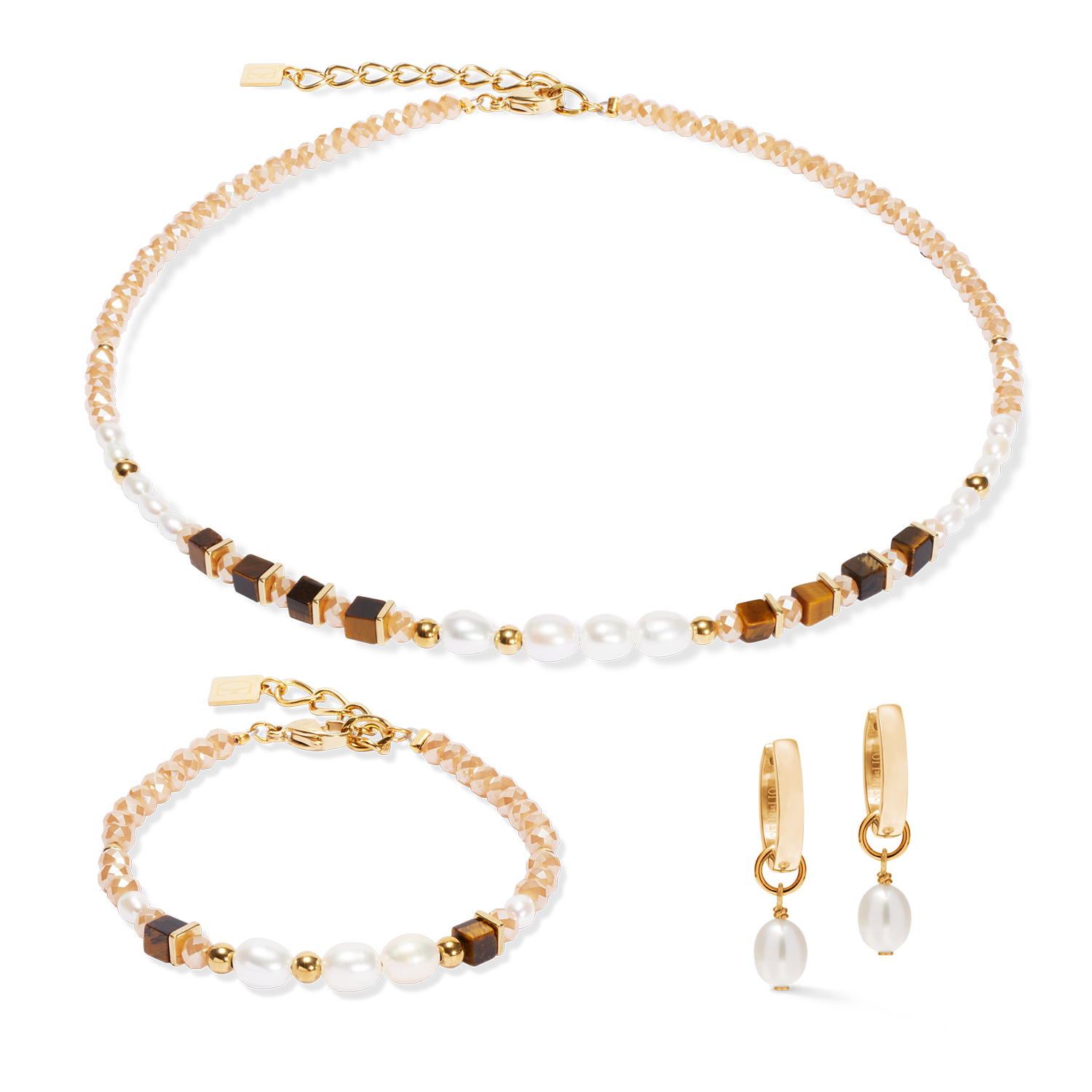 Armband Cosmic Pearls deep gold von COEUR DE LION – im Set mit passenden Schmuckstücken