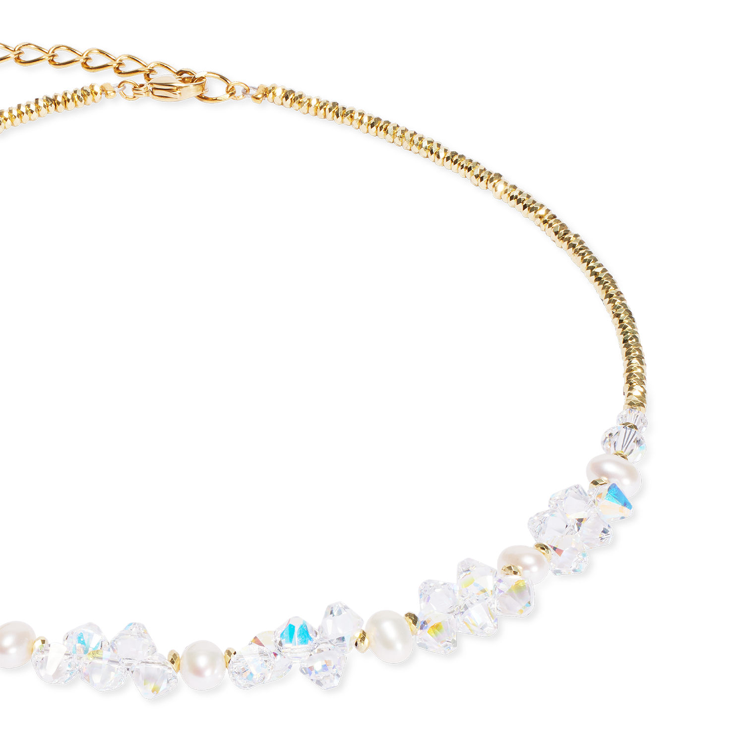 Halskette Dancing Crystals & Pearls gold von COEUR DE LION – Detailaufnahme