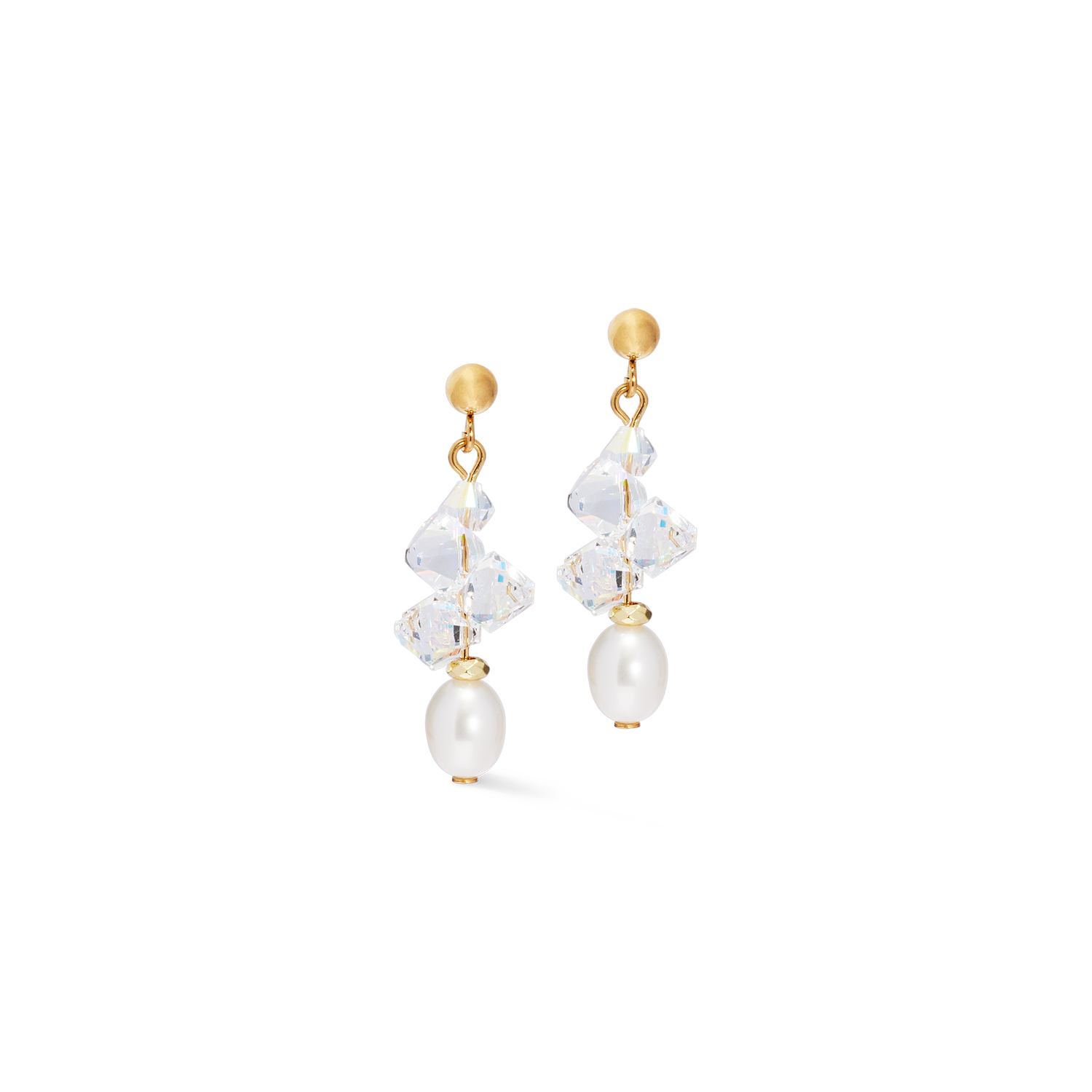 Ohrringe Dancing Crystals & Pearls gold von COEUR DE LION
