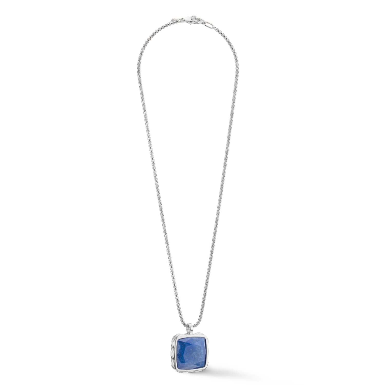 Halskette Amulett Spikes Square Aventurin Silber-Blau von COEUR DE LION