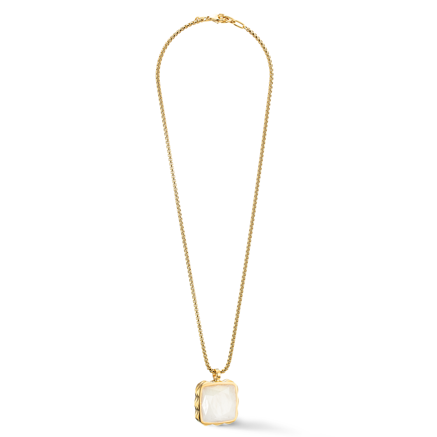 Halskette Amulett Spikes Square Jade Gold-Weiß von COEUR DE LION