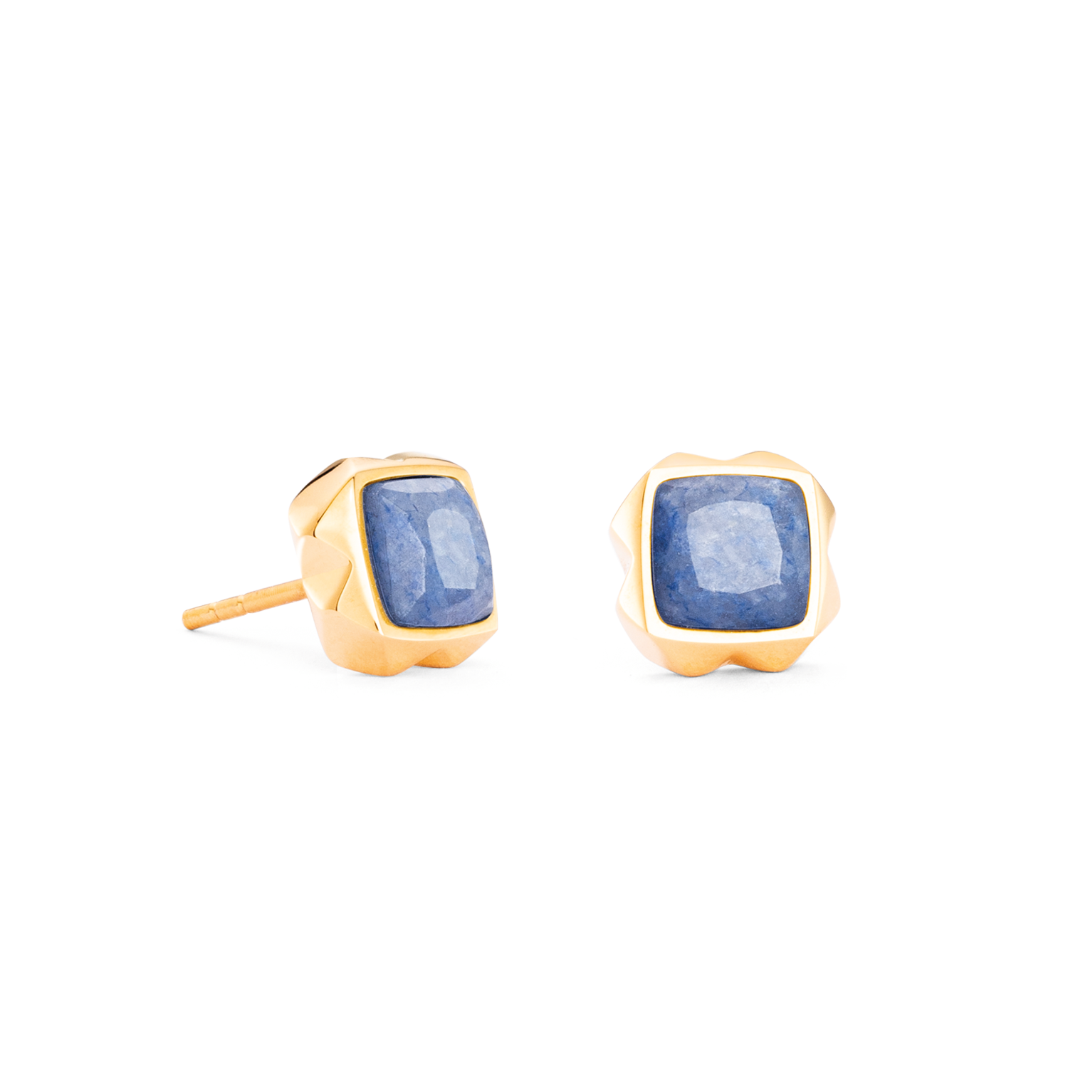 Ohrringe Spikes Square Aventurin Gold-Blau von COEUR DE LION