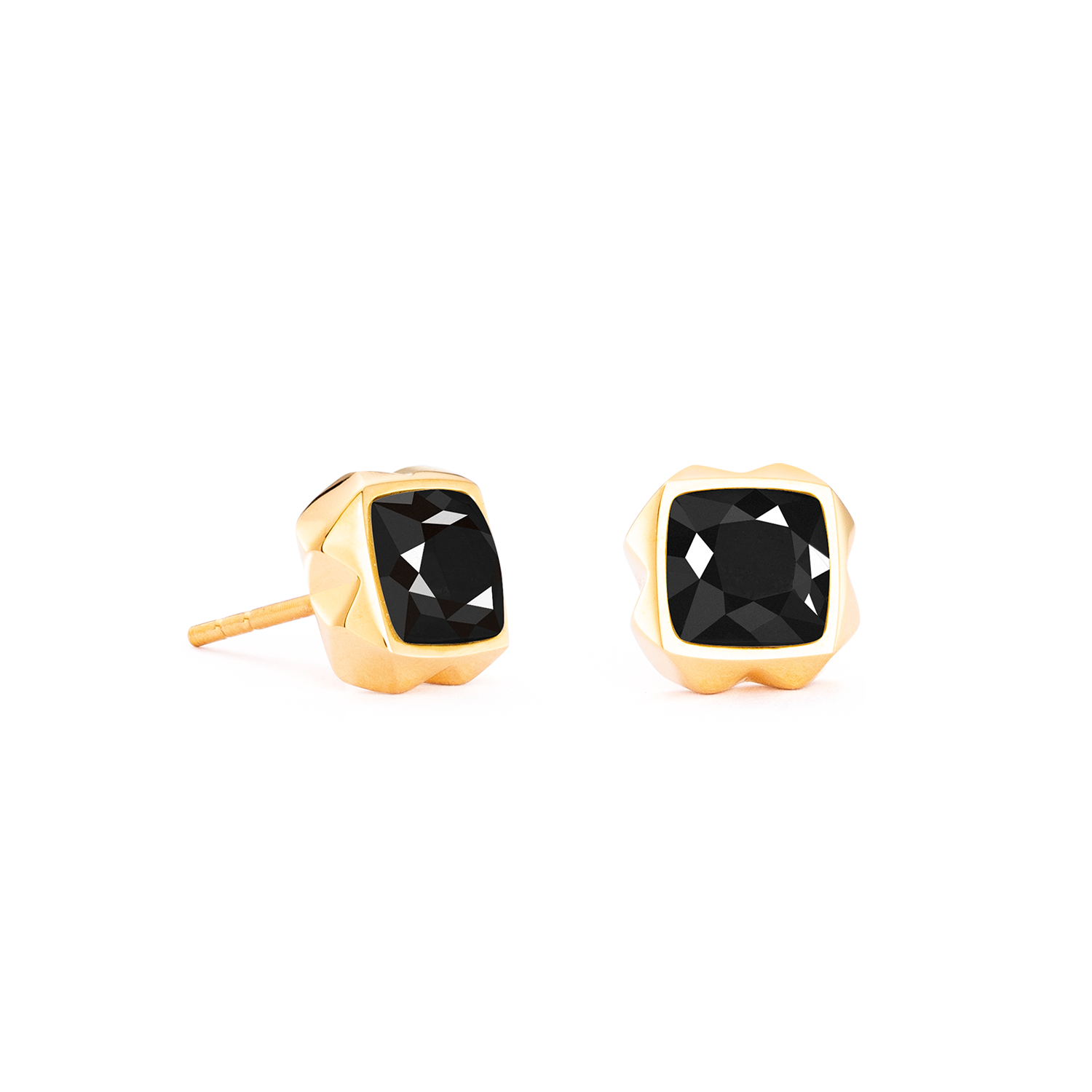 Ohrringe Spikes Square Onyx gold-schwarz von COEUR DE LION