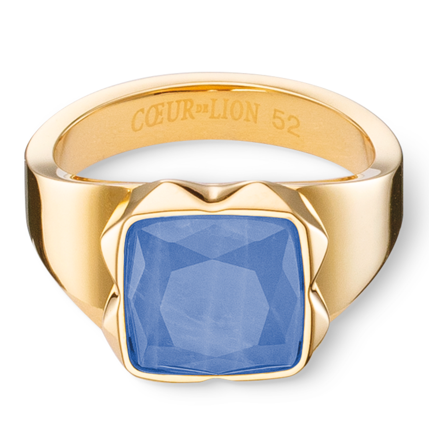 Ring Spikes Square Aventurin gold-blau von COEUR DE LION – Detailaufnahme