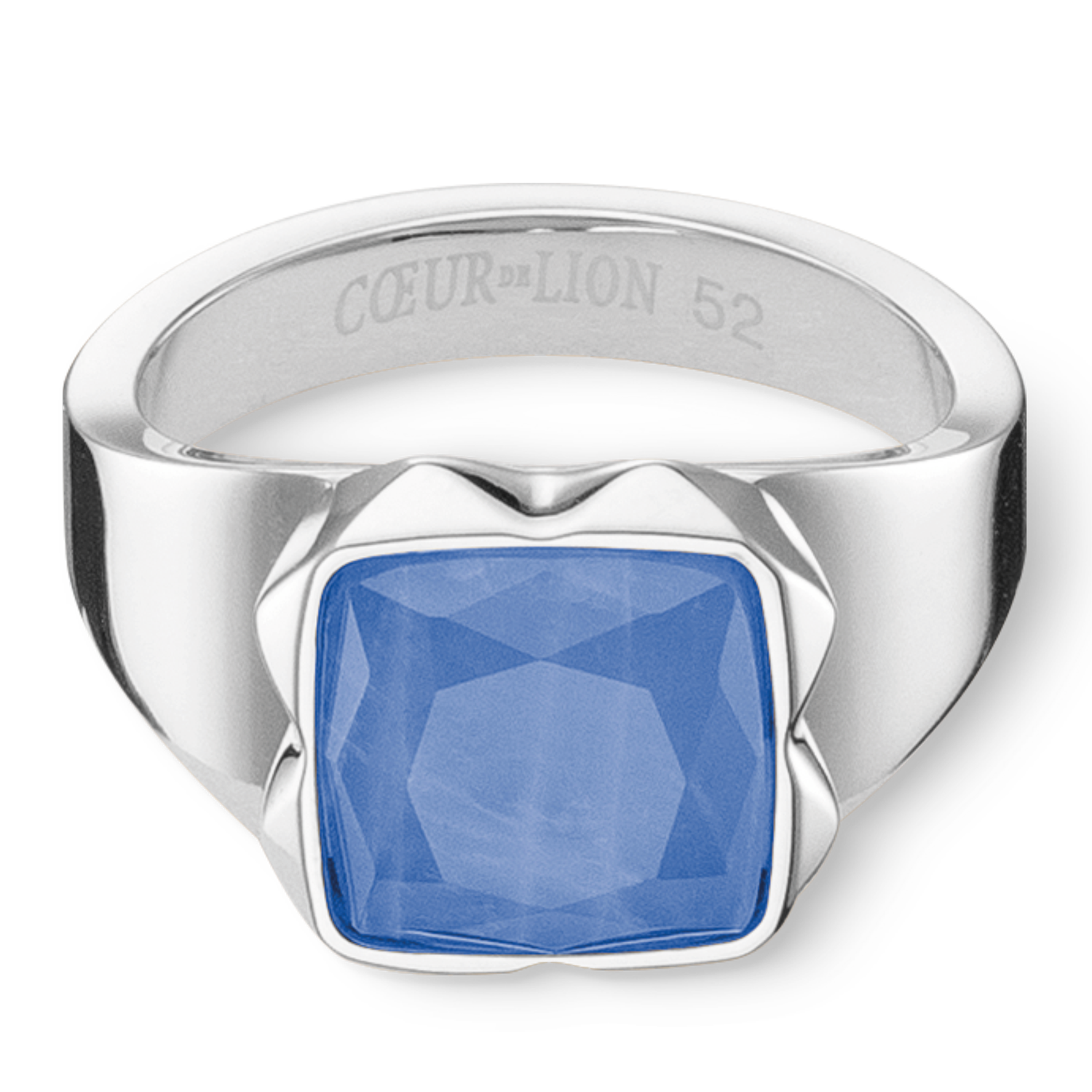 Ring Spikes Square Aventurin silber-blau von COEUR DE LION – Detailaufnahme