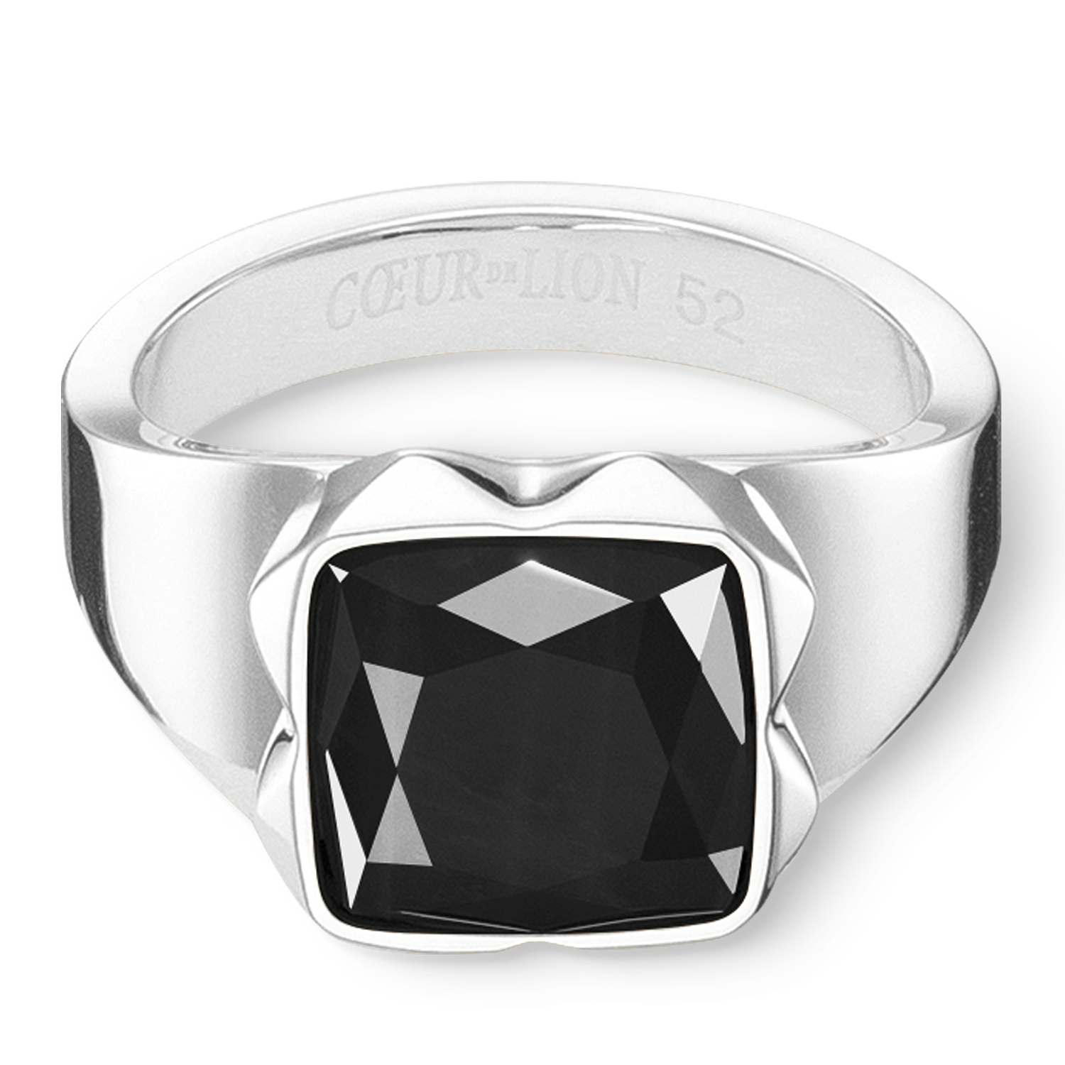 Ring Spikes Square Onyx silber-schwarz von COEUR DE LION – Detailaufnahme