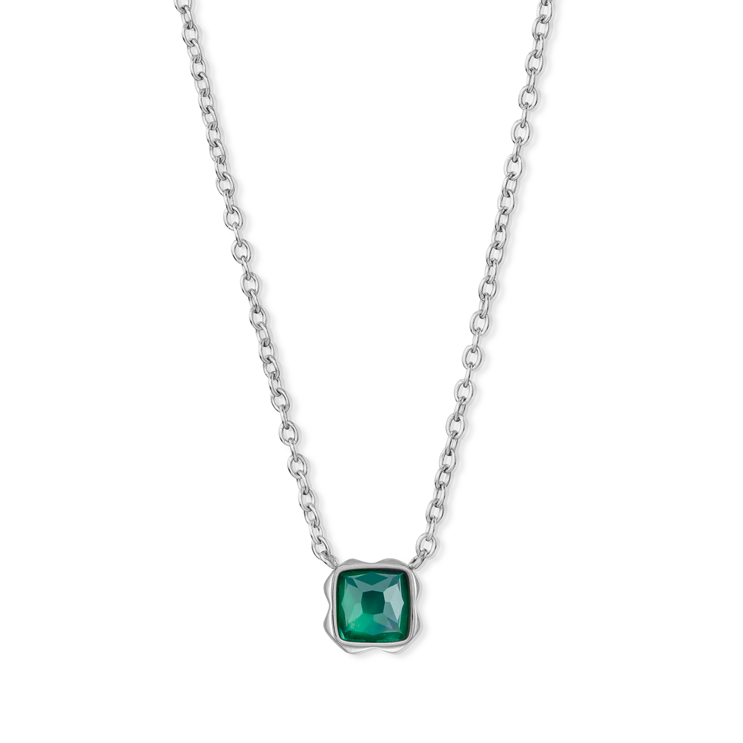 Birthstone Mai Halskette Grüner Achat Silber von COEUR DE LION – Detailaufnahme
