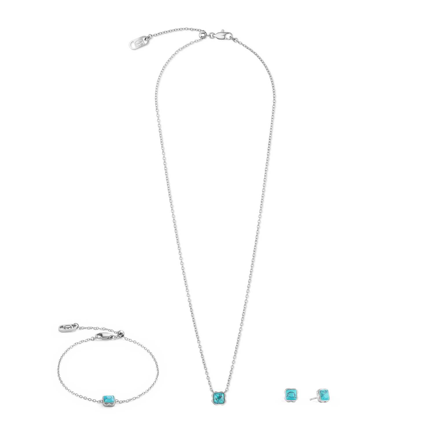 Birthstone Dezember Halskette Türkis Silber von COEUR DE LION – im Set mit passenden Schmuckstücken
