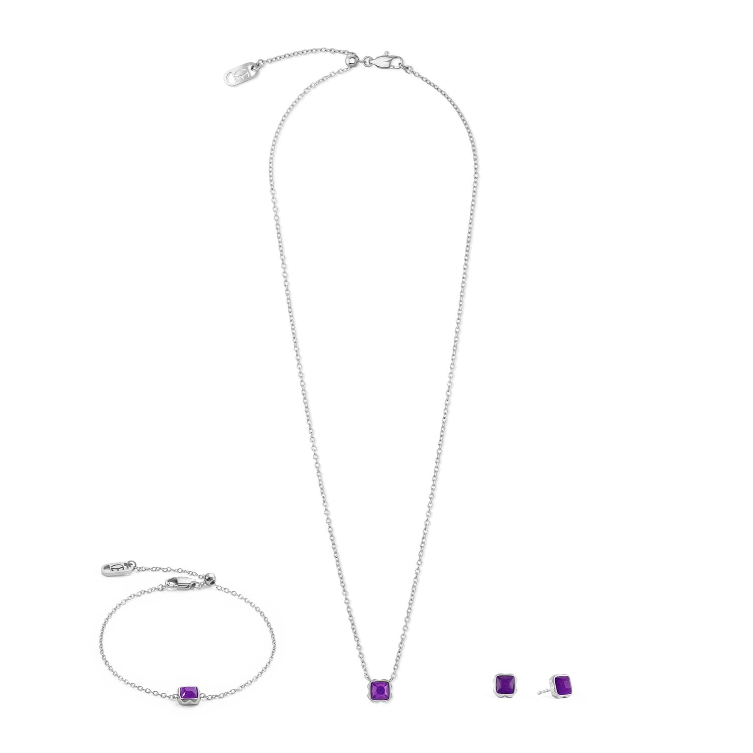 Birthstone Februar Halskette Sugilith Silber von COEUR DE LION – im Set mit passenden Schmuckstücken
