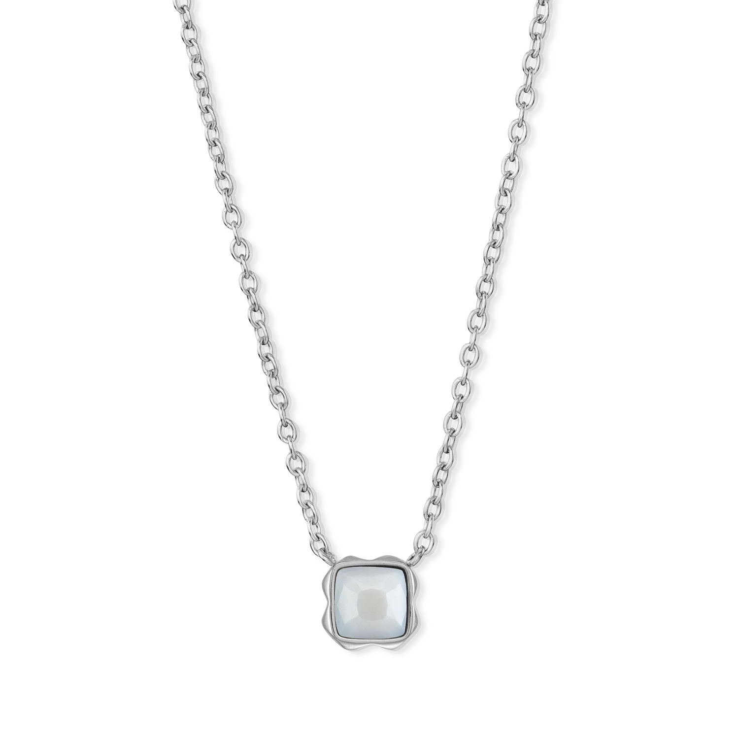 Birthstone April Halskette Weißer Quarz Silber von COEUR DE LION – Detailaufnahme