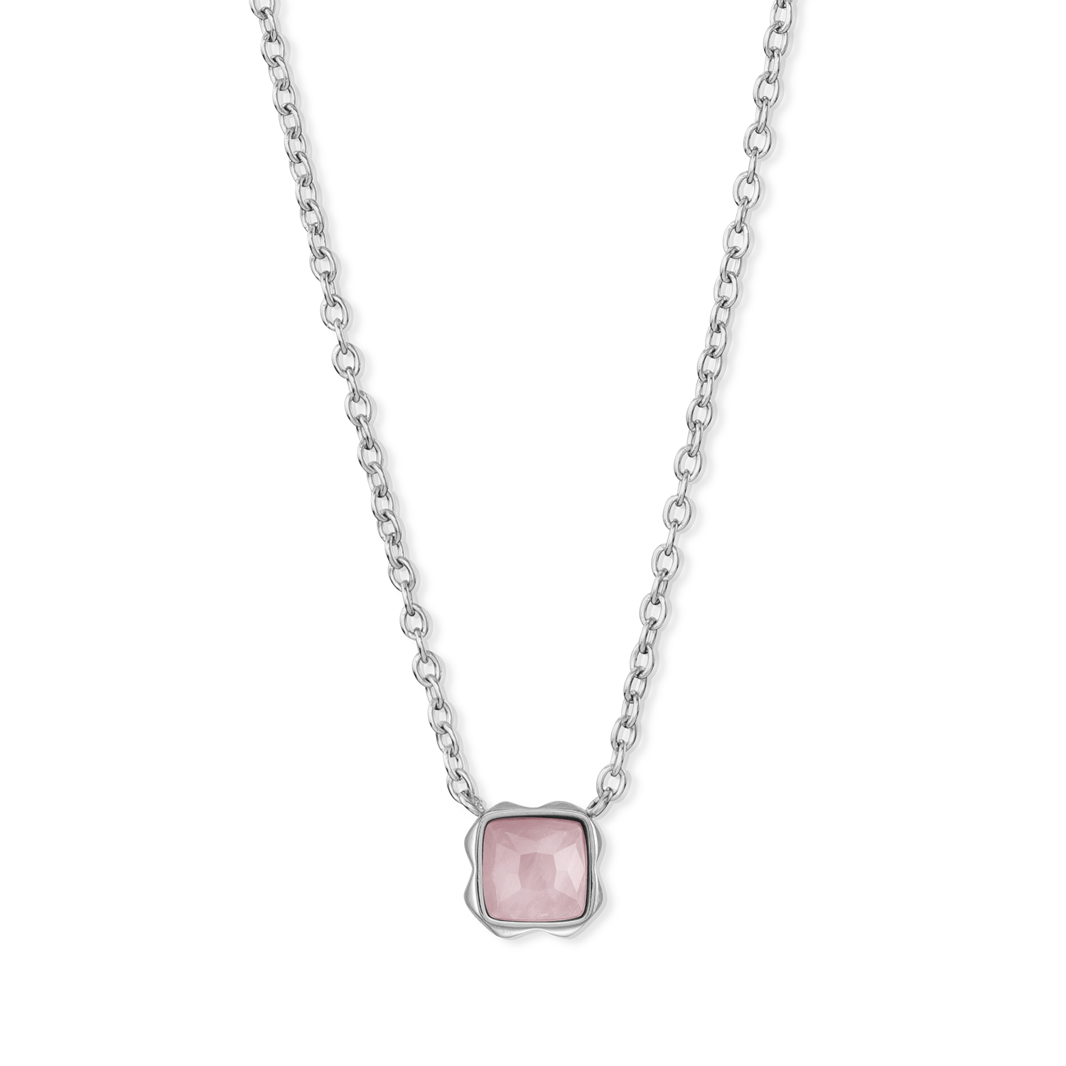Birthstone Oktober Halskette Rosenquarz Silber von COEUR DE LION – Detailaufnahme
